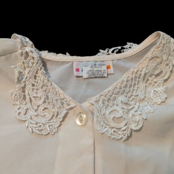 Vintage Vintage Cottagecore Lace Collar Long Sleeve Blouse Size L / US 10 / IT 46 - 3 Thumbnail