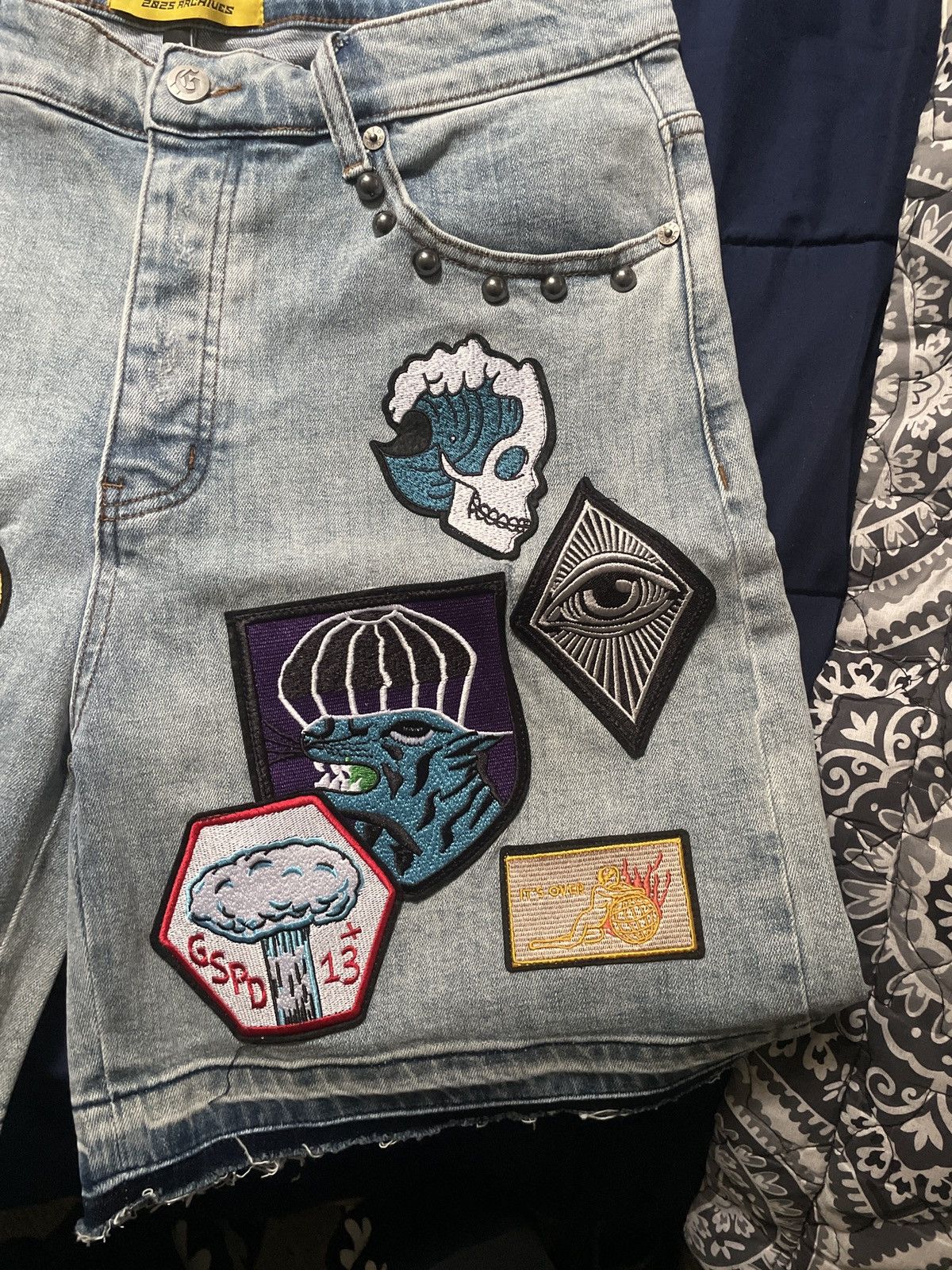 Godspeed Godspeed Patchwork Denim Shorts (Blue) Size US 32 / EU 48 - 3 Thumbnail