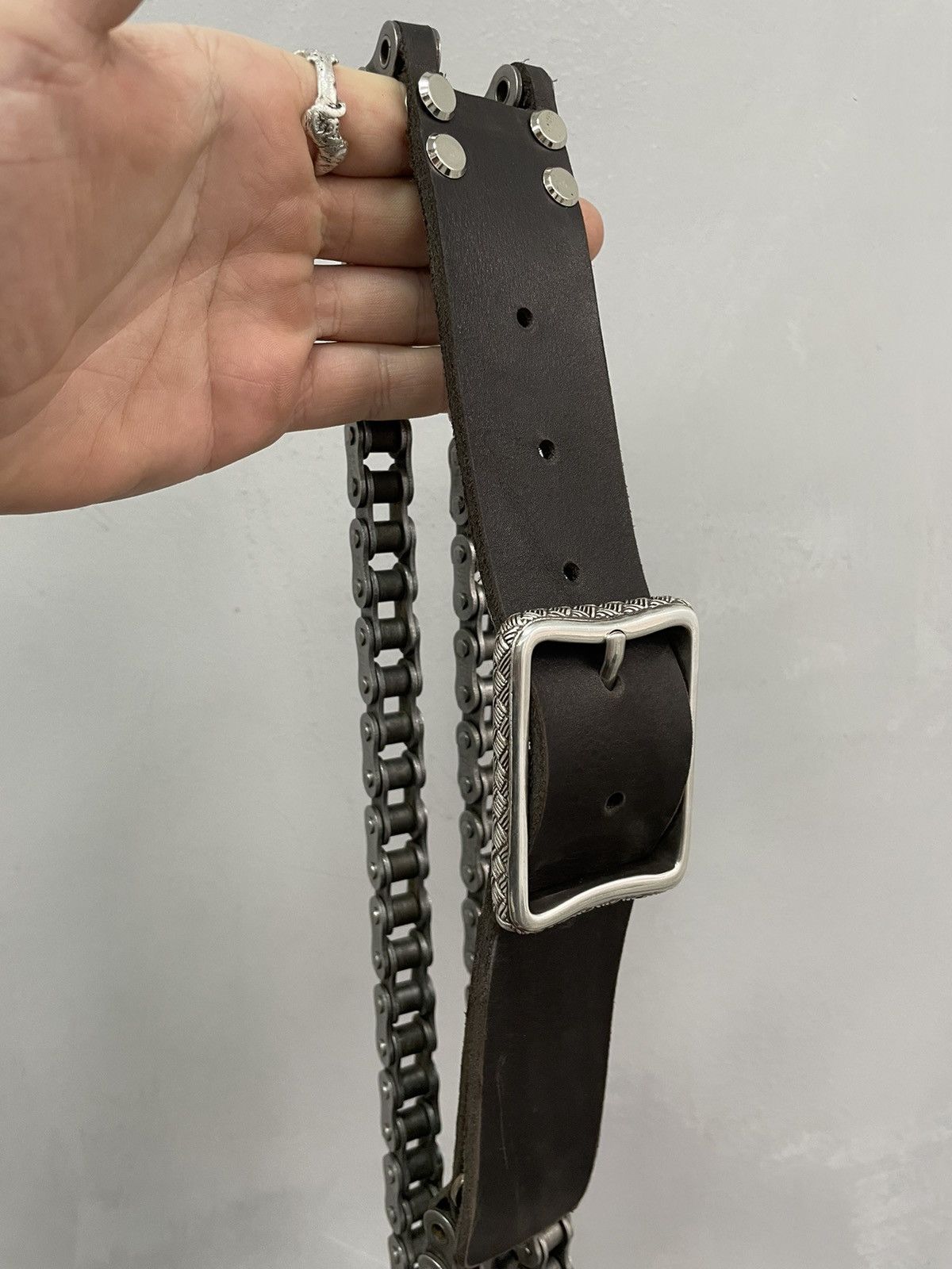 Japanese Brand × Vintage Vintage Leather Crazy Metal Belt Drip Japanese Hype bb Simon Size ONE SIZE - 2 Thumbnail