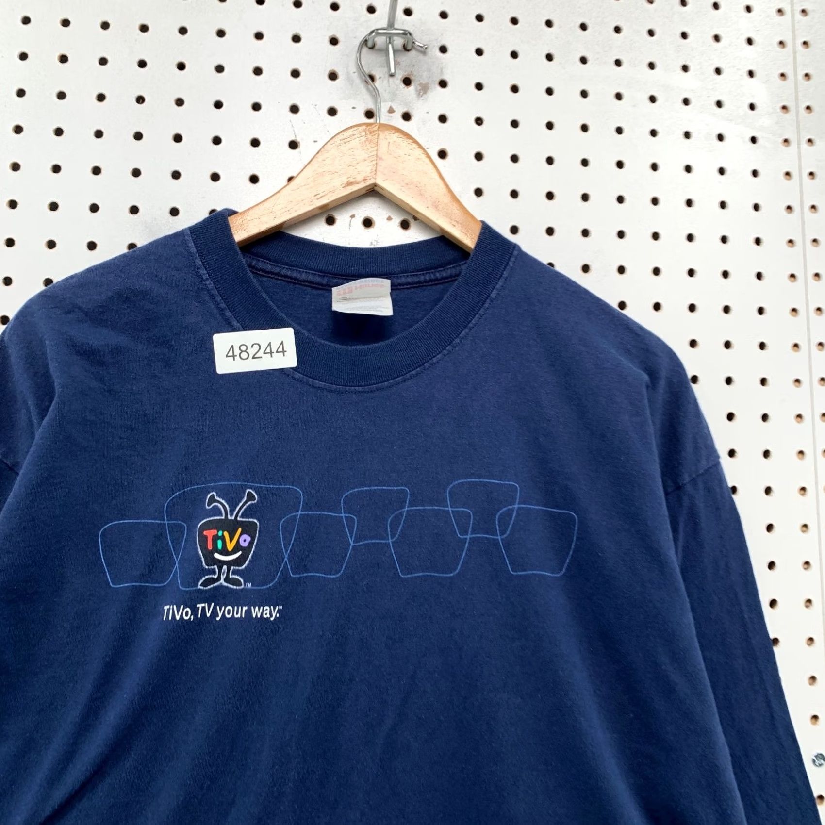 Hanes Vintage Hanes T-Shirt Mens XL Blue Long Sleeve 90s Punk Cyber Tivo Your Way Mall Size US XL / EU 56 / 4 - 7 Thumbnail