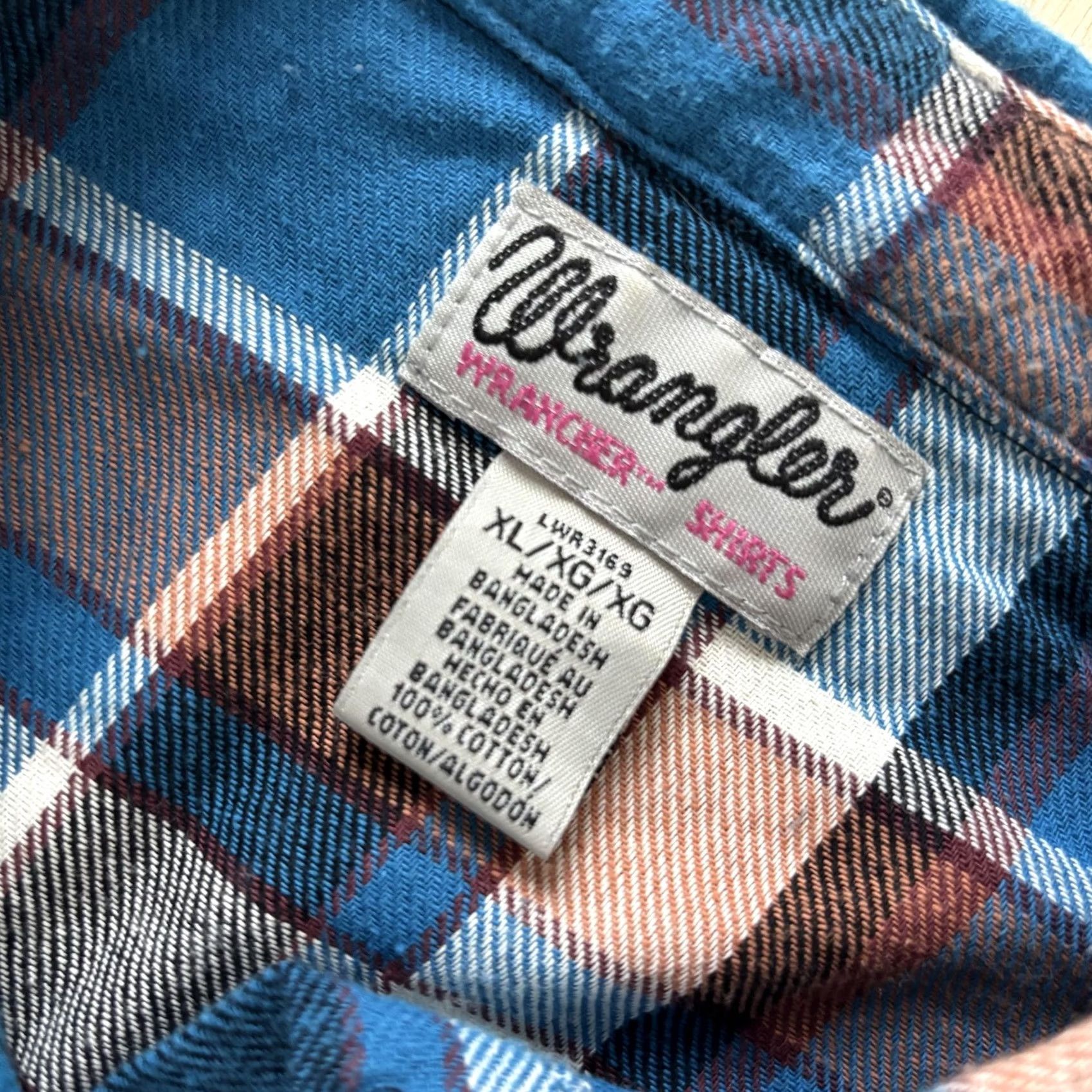 Wrangler Wrangler Womens XL Blue Plaid Flannel Western Snap Shirt Long Sleeve Casual Size XL / US 12-14 / IT 48-50 - 3 Thumbnail