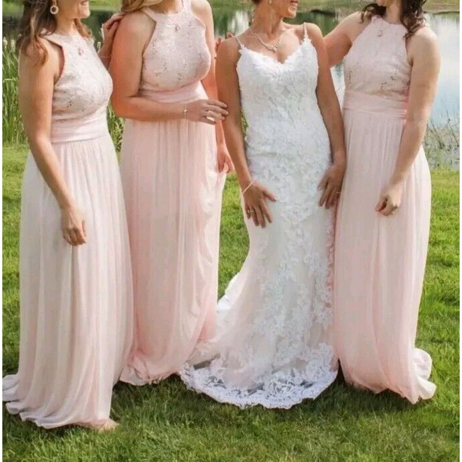 Zara Lulus David's Bridal High Neck Formal Bridesmaid Dress Pink Size S / US 4 / IT 40 - 3 Thumbnail