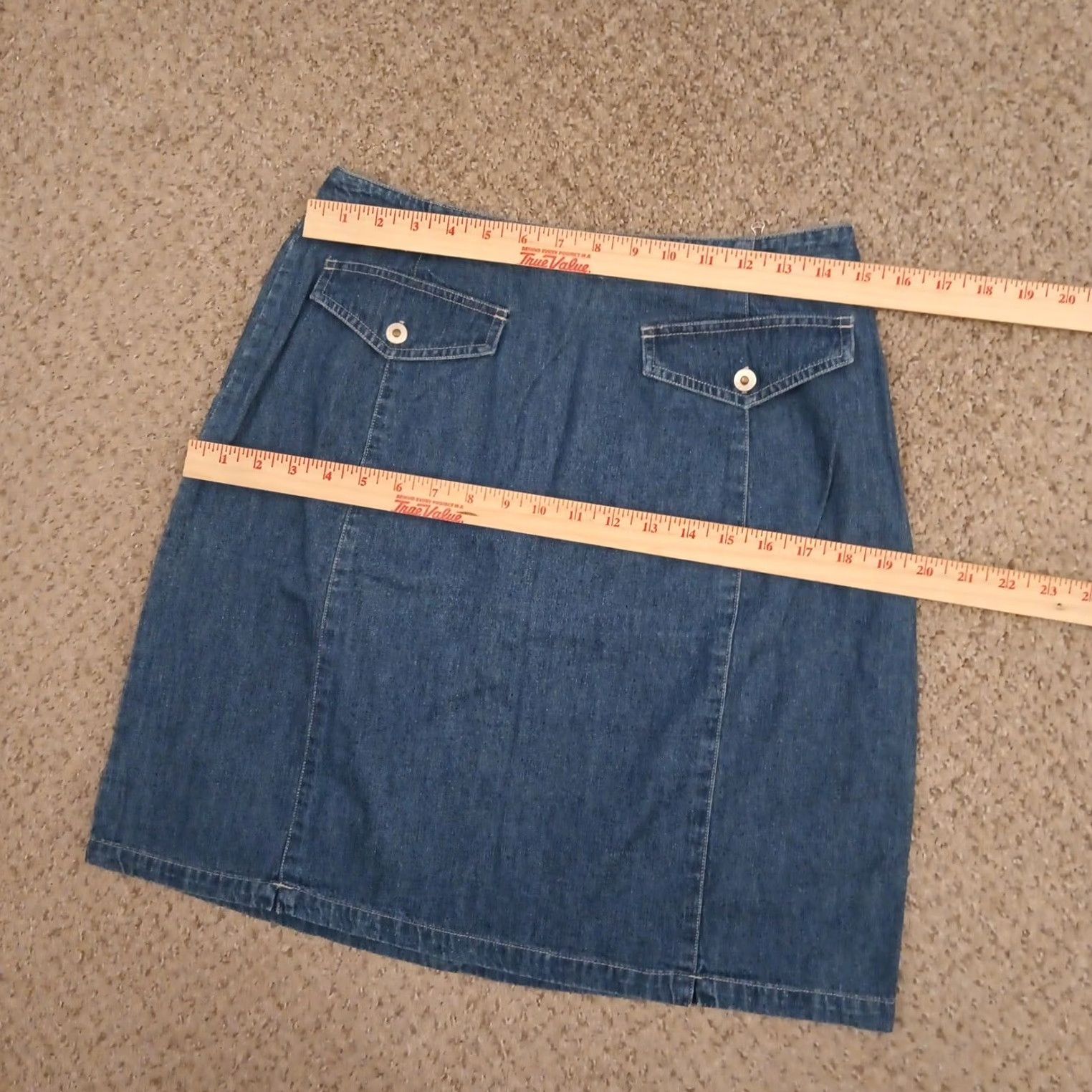Vintage Marsh Landing Skirt A-Line Short Blue Denim Cotton Button Accent Size 12 Women Regular Vintage No Size 34" / US 12 / IT 48 - 2 Thumbnail