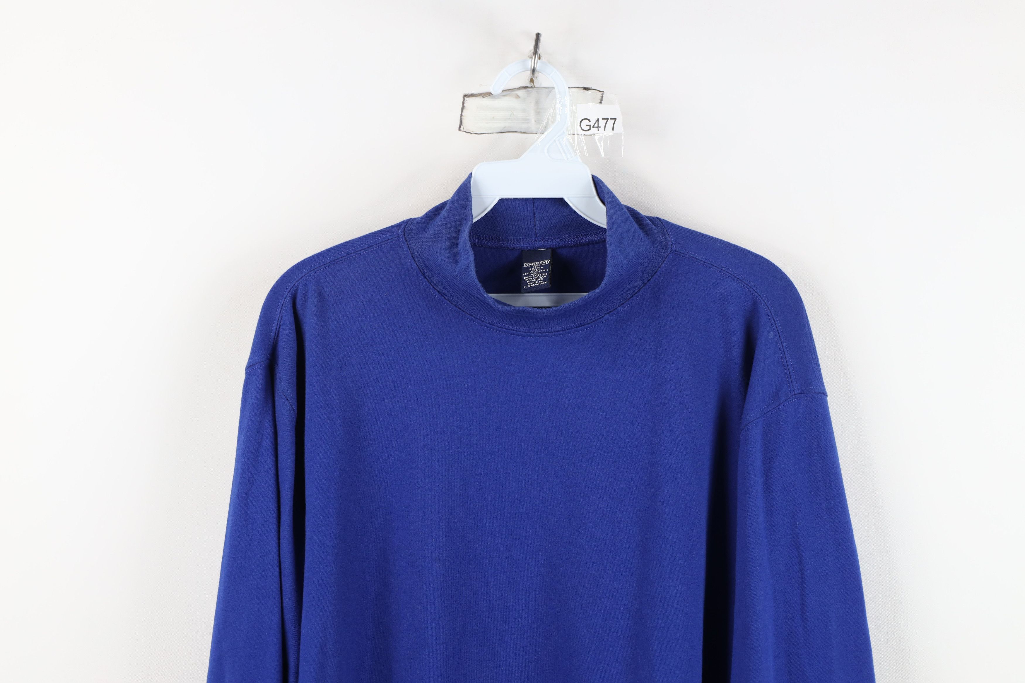 Lands' End Vintage 90s Lands End Mock Neck Long Sleeve T-Shirt Blue Size US XL / EU 56 / 4 - 2 Thumbnail