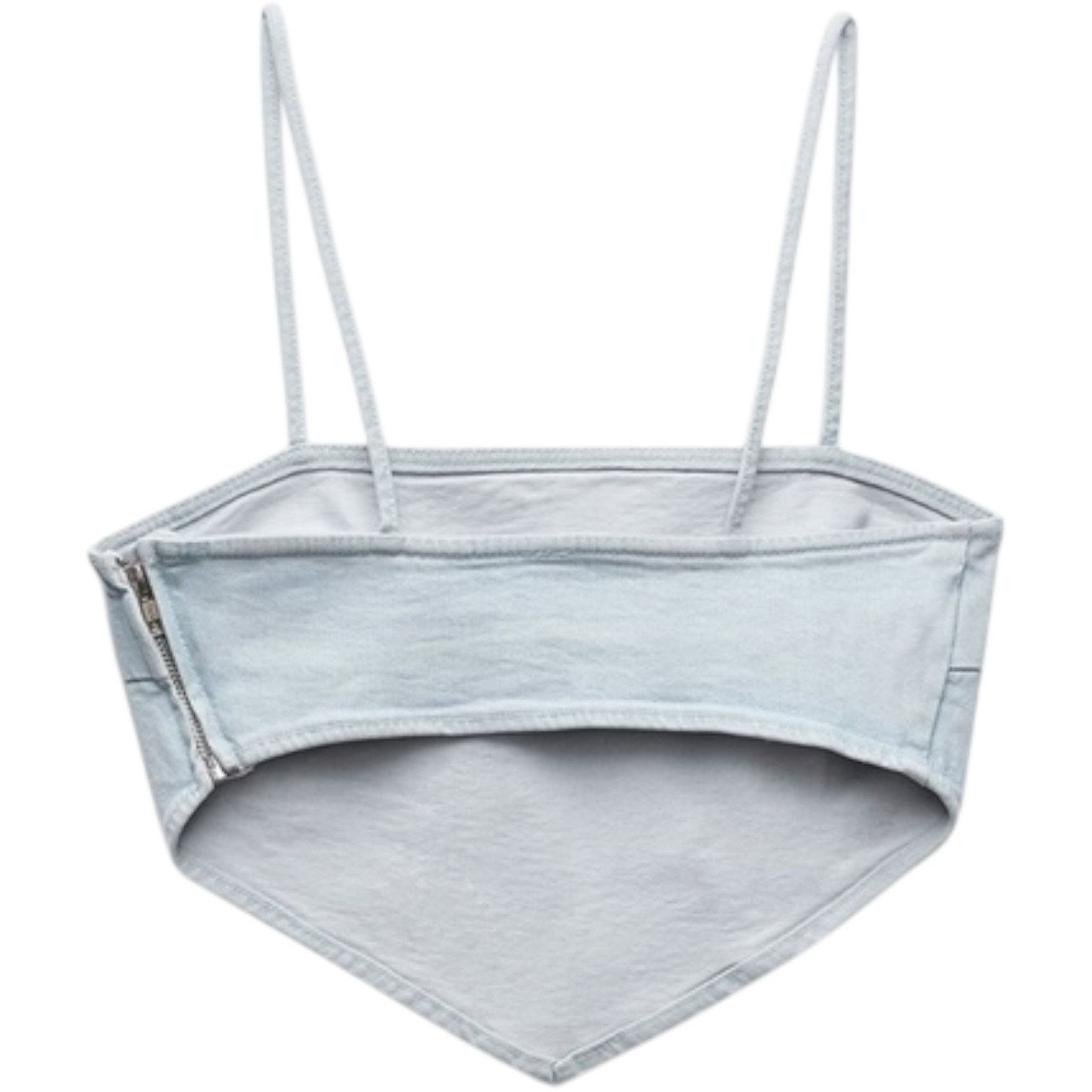 Zara NWT Zara blue denim bandana crop top spaghetti straps zip Size M / US 6-8 / IT 42-44 - 2 Thumbnail