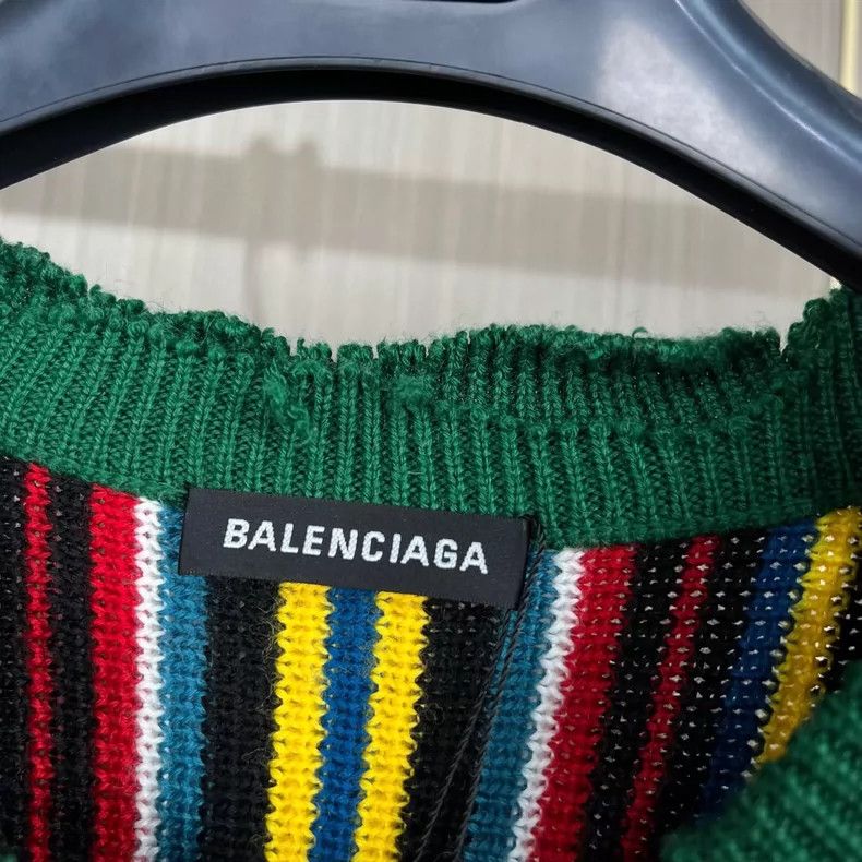 Balenciaga Balenciaga Color-striped embroidered monogrammed sweater Size US S / EU 44-46 / 1 - 5 Thumbnail
