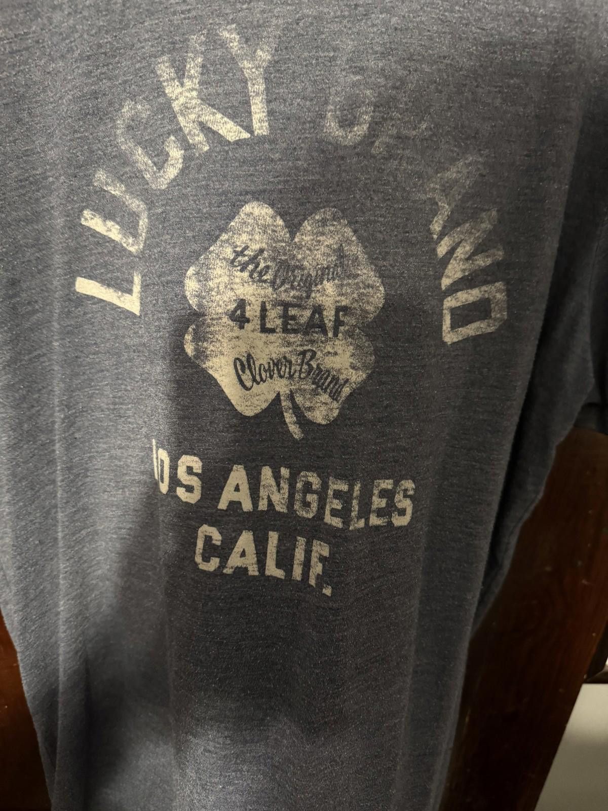 Lucky Brand Lucky Brand Distressed Logo Tee shirt Men's Sz XL Blue Size US XL / EU 56 / 4 - 3 Thumbnail