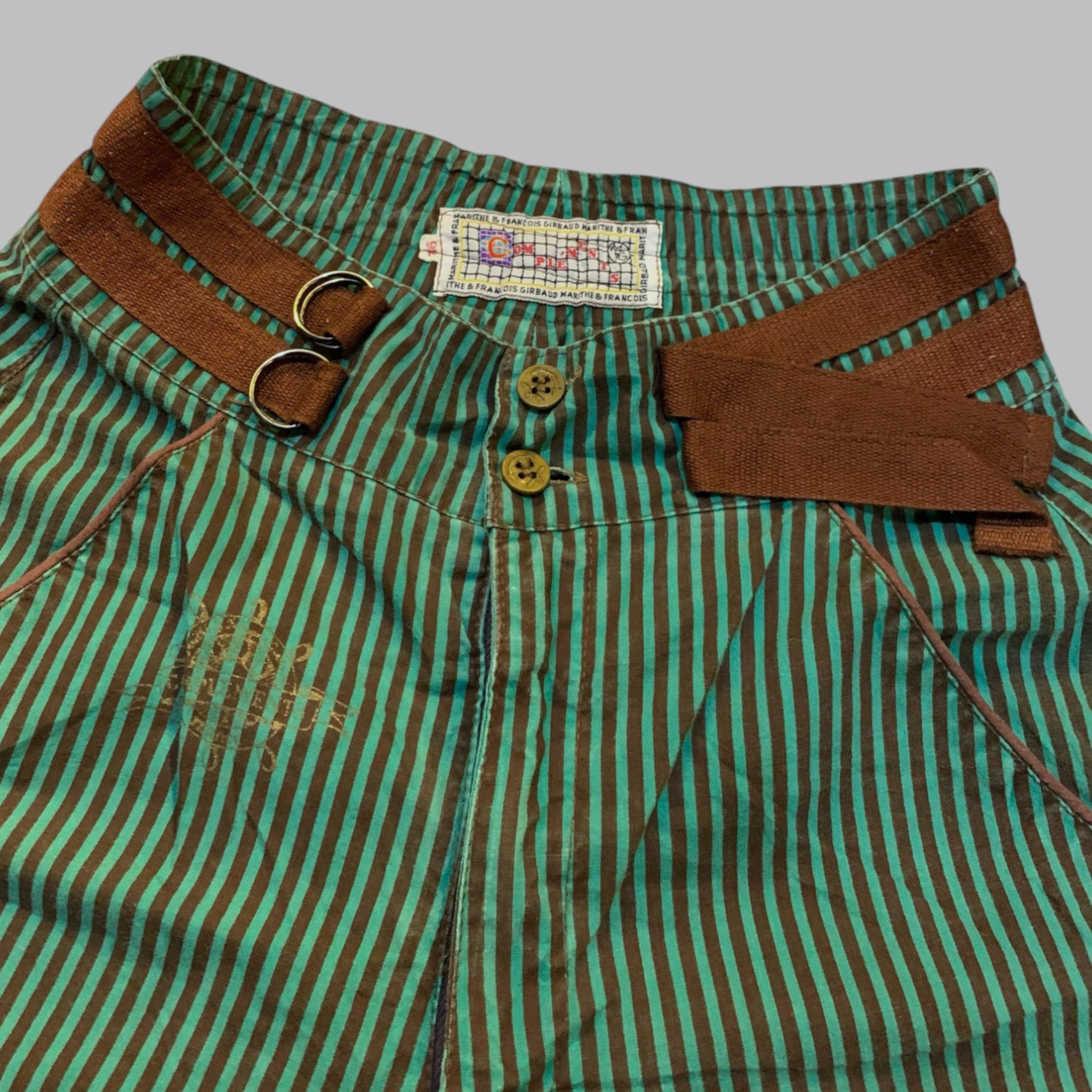 Designer × Marithe + Francois Girbaud Vintage Marithe Francois Girbaud Green Striped Pants Size 36" / US 14 / IT 50 - 3 Thumbnail