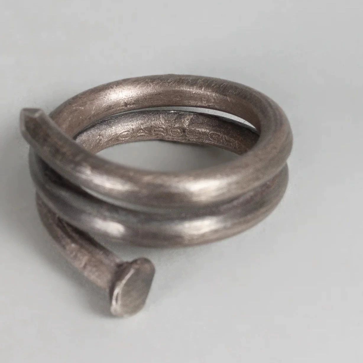 Carol Christian Poell CCP Distressed Spiral Silver Stud Ring 46+48+50+52 Size ONE SIZE - 5 Thumbnail