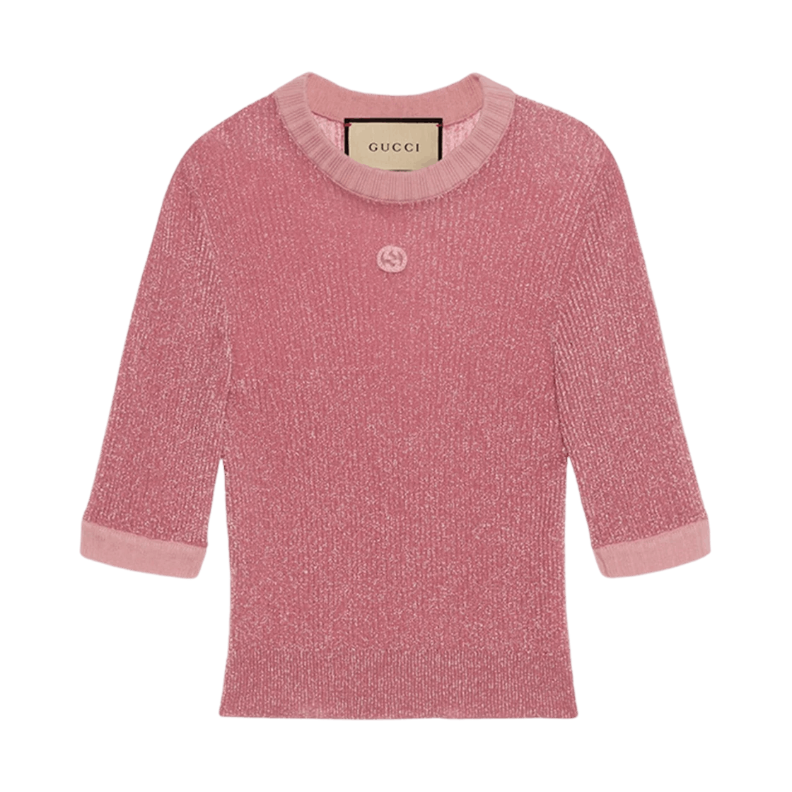 Gucci o1la5ras0526 Lamé Knit Top With Interlocking G in Pink Size XS / US 0-2 / IT 36-38 - 1 Preview