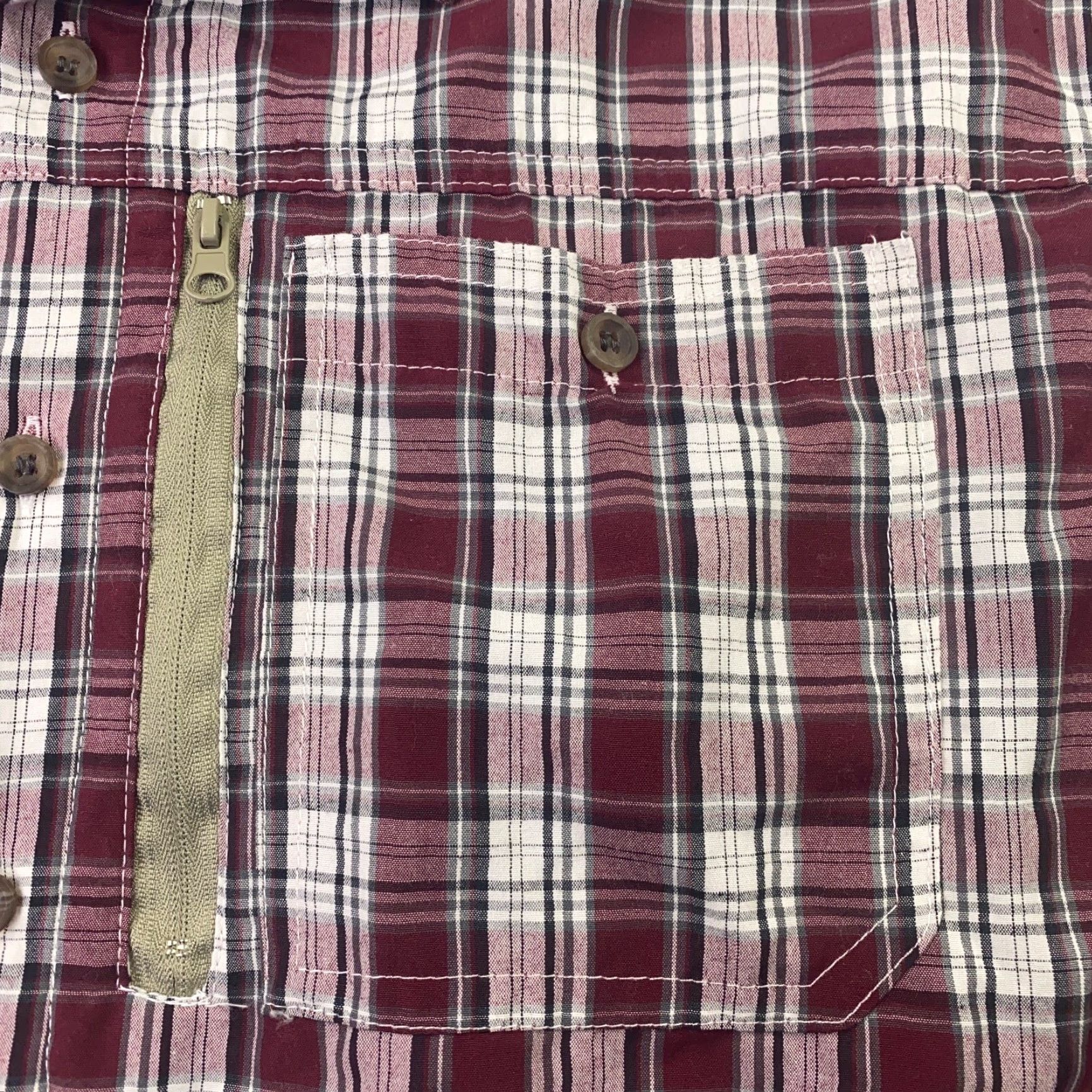 Haband Haband Travelers Mens Shirt Medium Maroon Plaid Button Up Short Sleeve Safari Regular Mens Size US M / EU 48-50 / 2 - 5 Thumbnail