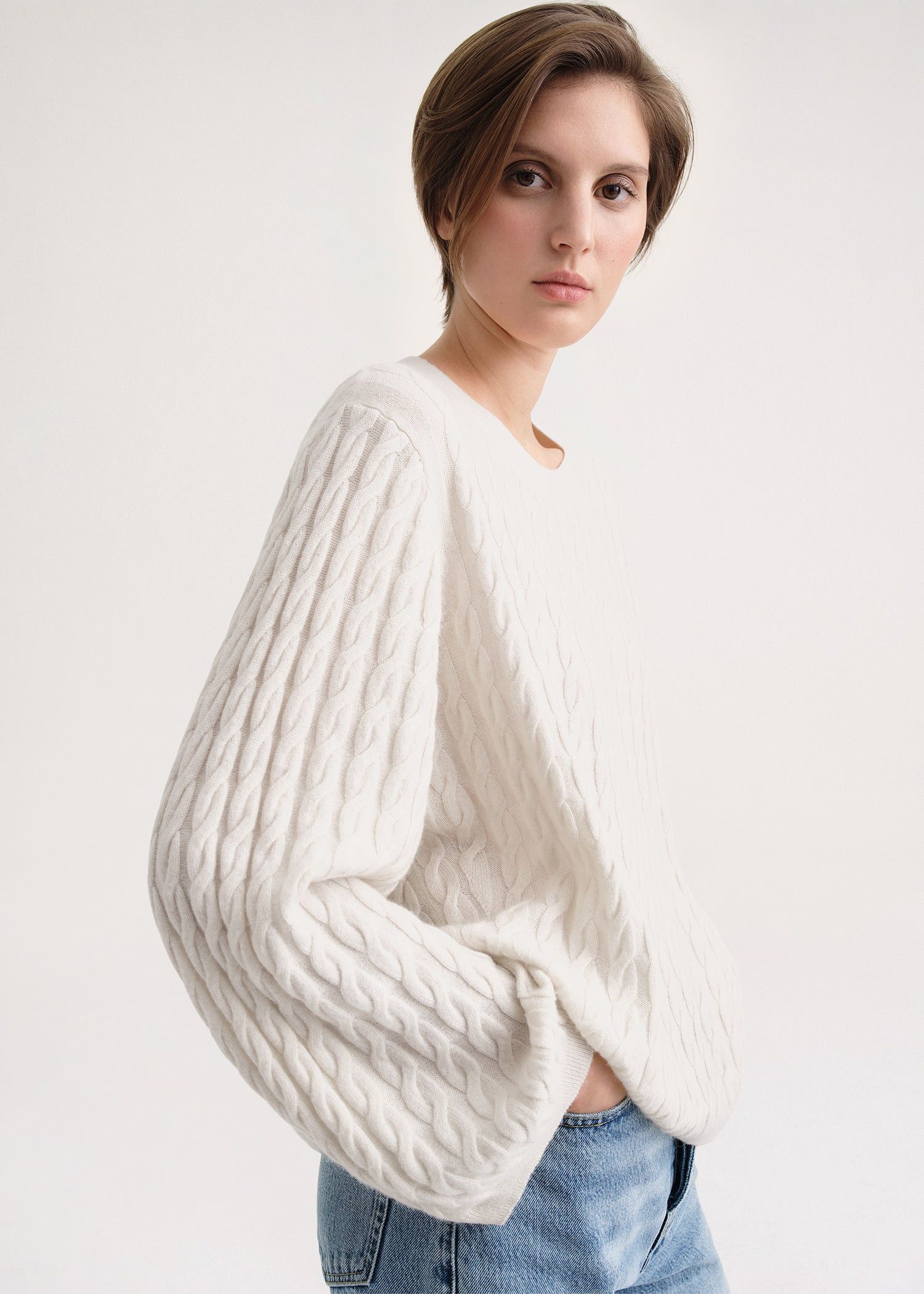 Toteme Toteme Cashmere Cable Knit Sweater Size L / US 10 / IT 46 - 1 Thumbnail