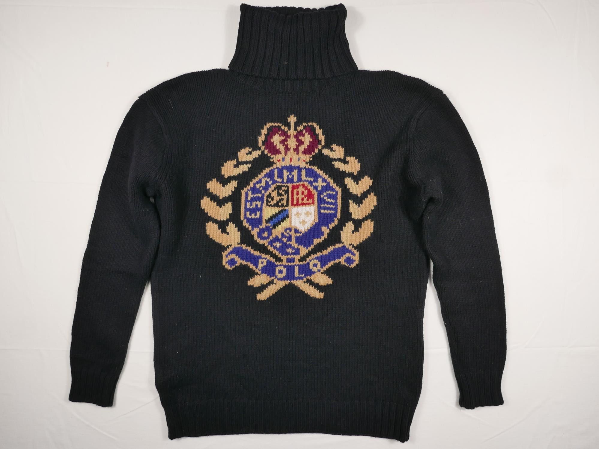 Lauren Ralph Lauren, Sweaters, Vintage Ralph Lauren Red Cable Knit 4 Zip  Sweater Gold Crest Emblem Anchor M