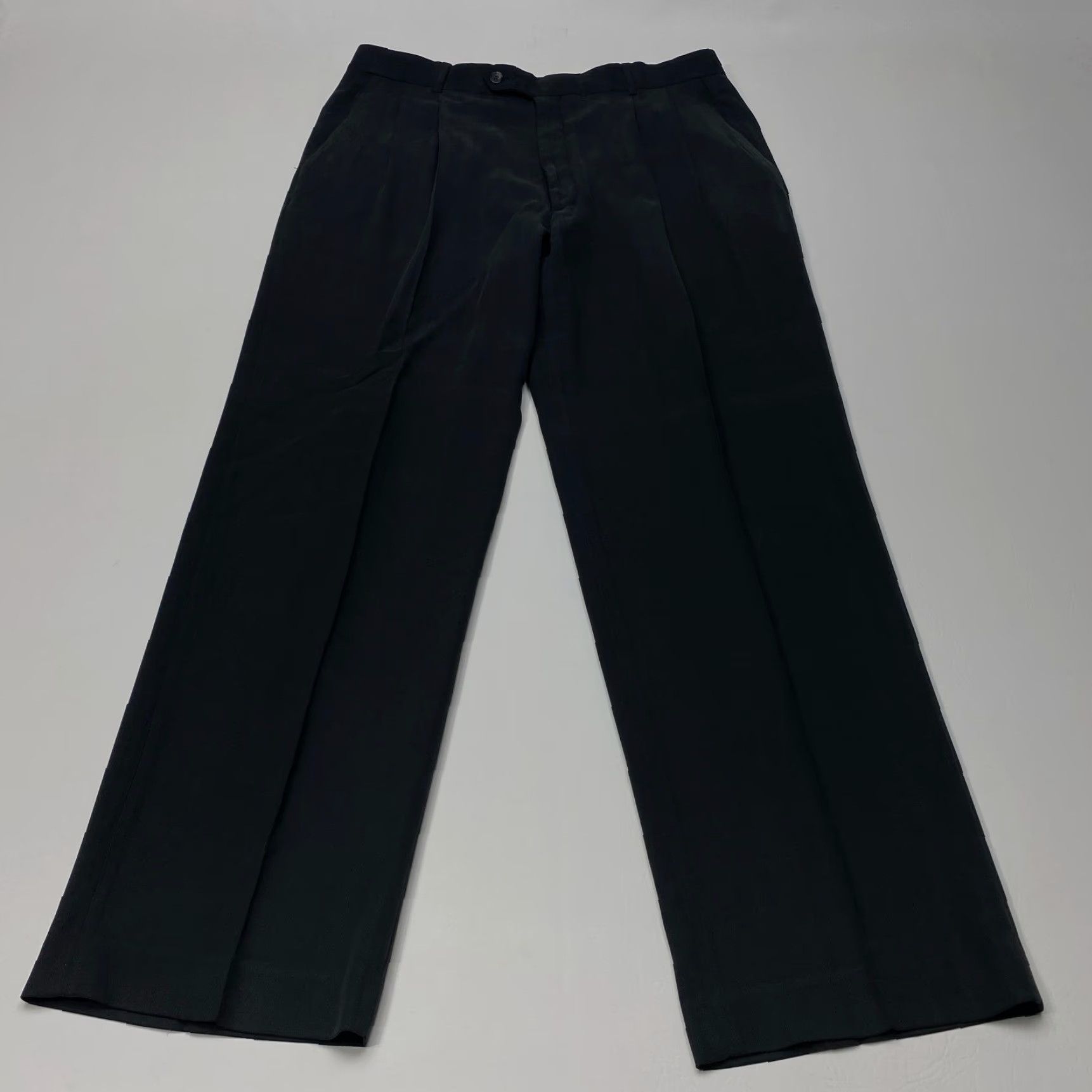 Vintage Allen Solly Mens 36x32 Black Dress Pants Linen Pleated Trousers 7829 Size US 36 / EU 52 - 2 Thumbnail