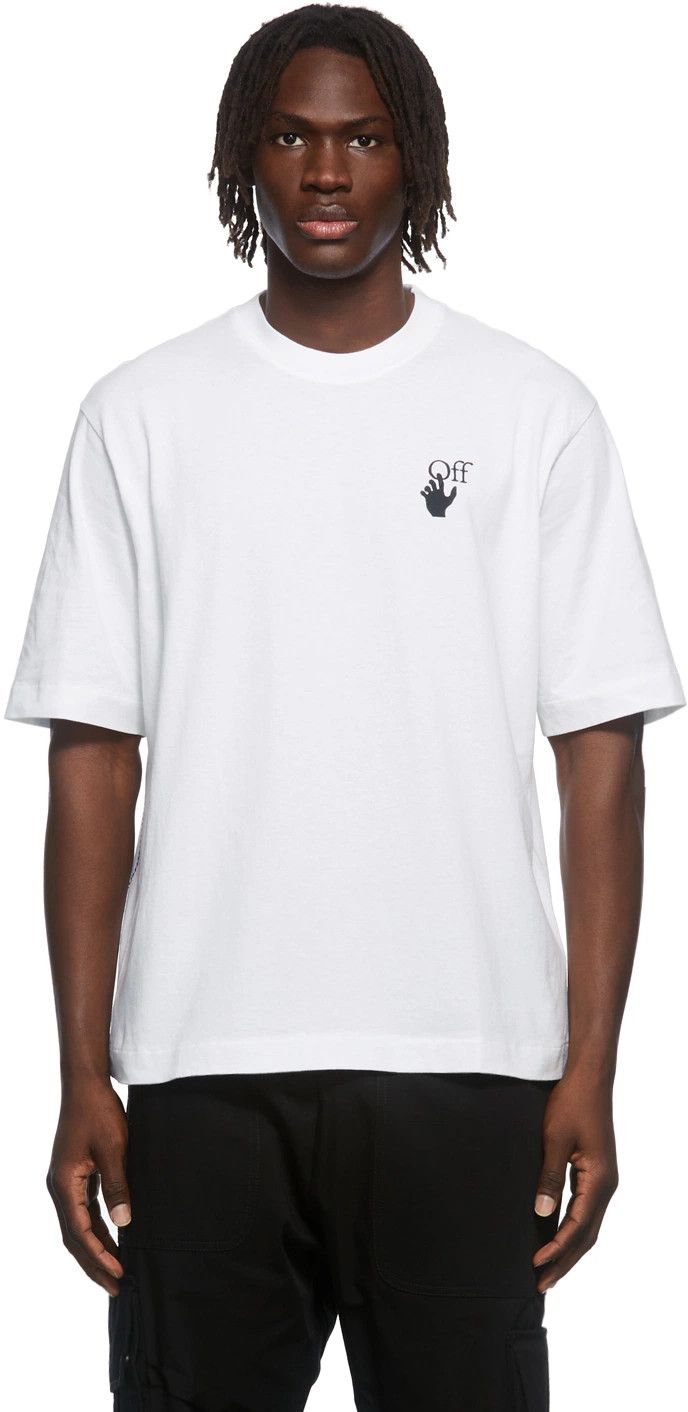 Off-White White Embroidered Cut Here Skate T-Shirt Size US M / EU 48-50 / 2 - 2 Thumbnail