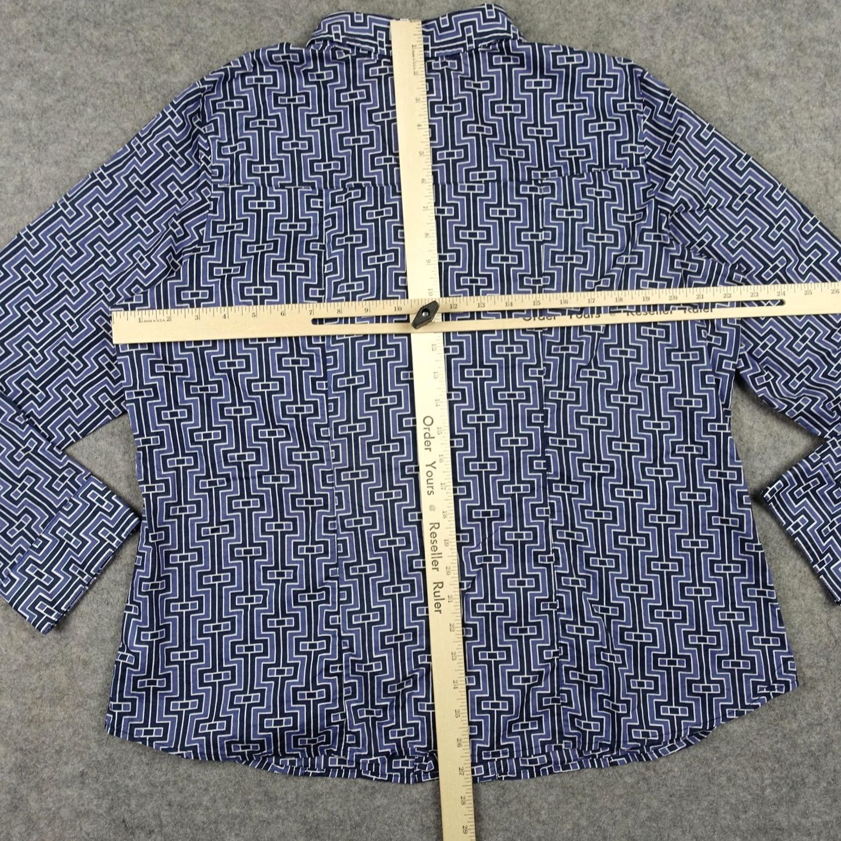 Michael Kors Michael Kors Shirt Womens XL Blue Geometric Print Button Up Cotton Top Work Col 100% Cotton Button-Up Breathable Lightweight Casual Long Sleeve Girls? Size XL / US 12-14 / IT 48-50 - 7 Thumbnail