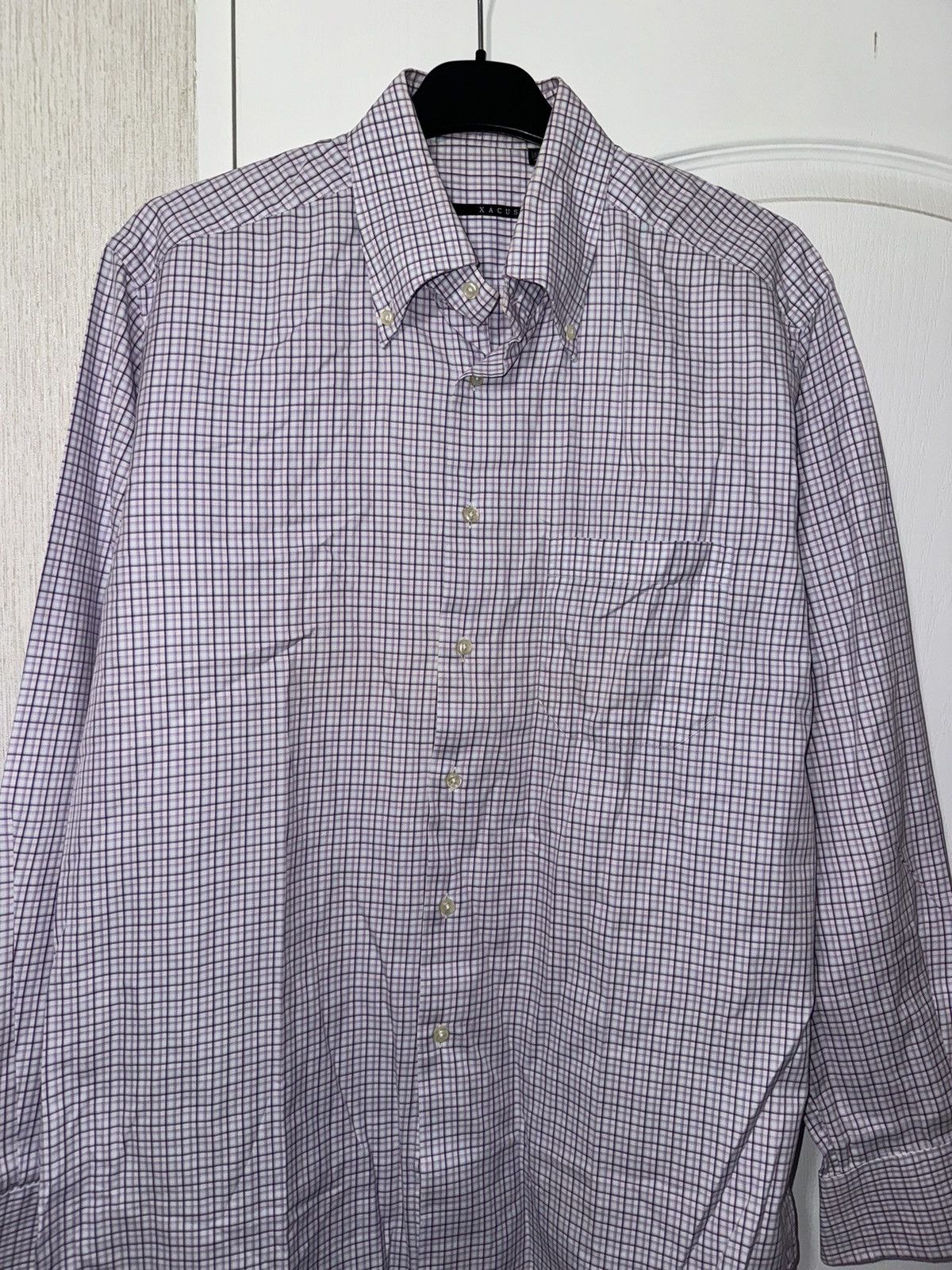 Designer × Japanese Brand × Vintage Xacus Button Shirt Madi Italy Men’s XLarge Check Collar Size US XL / EU 56 / 4 - 7 Thumbnail