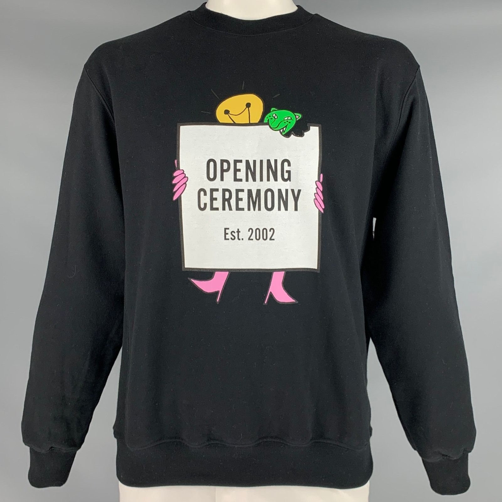 Opening Ceremony L Black Multi Color Logo Cotton Crew-Neck Sweatshirt Size US L / EU 52-54 / 3 - 1 Thumbnail