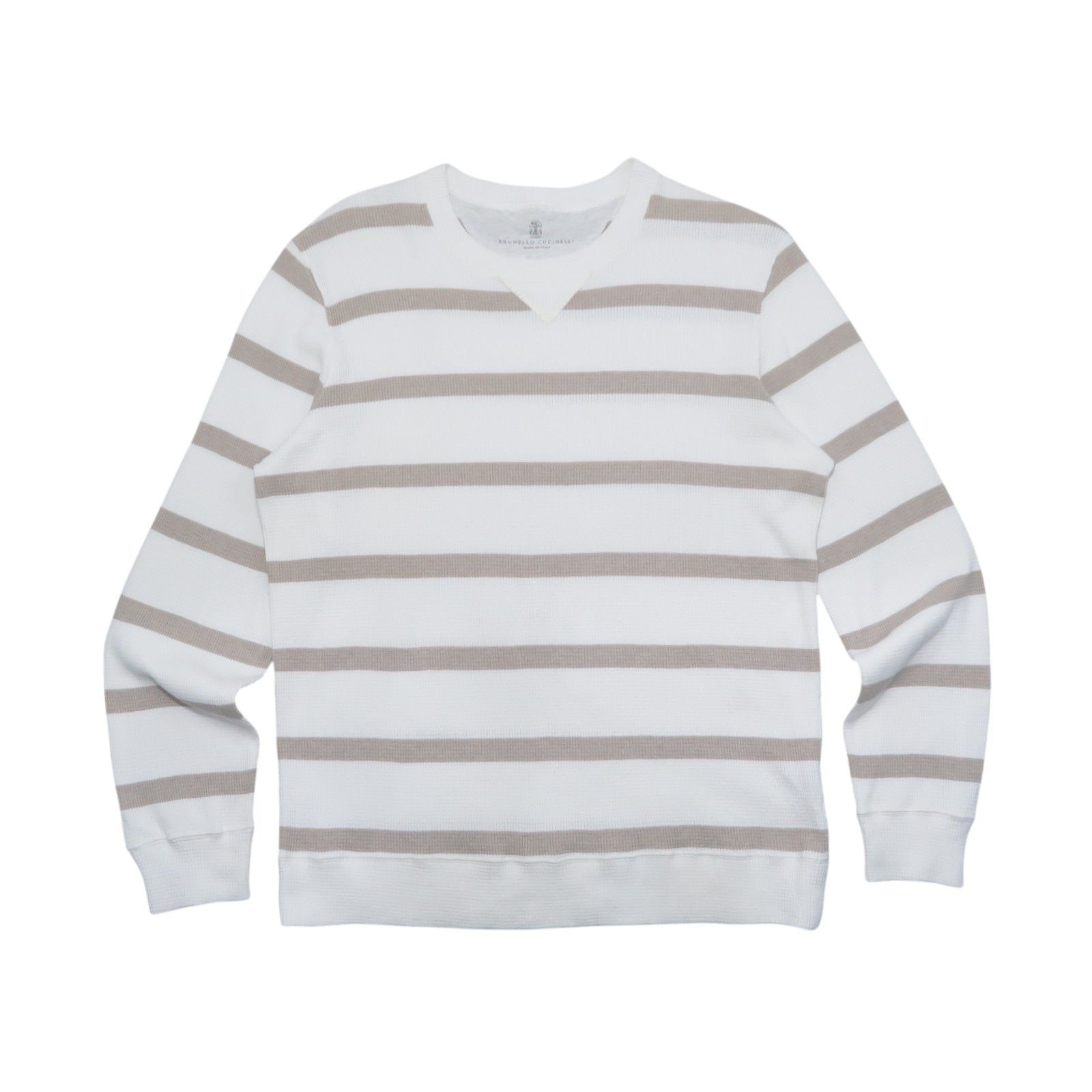 Brunello Cucinelli Stripe Cotton Waffle Sweater Men’s Sz M
