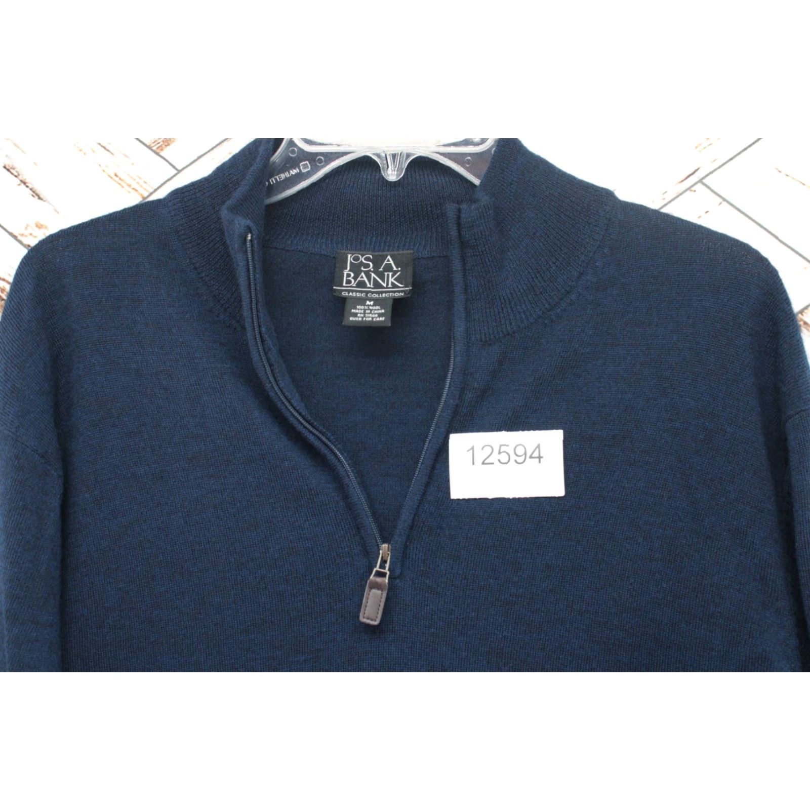 Jos. A. Bank Jos A Bank Sweater Mens Medium Navy Blue 1/4 Zip Wool Mock Neck Pullover Warm Size US M / EU 48-50 / 2 - 7 Thumbnail