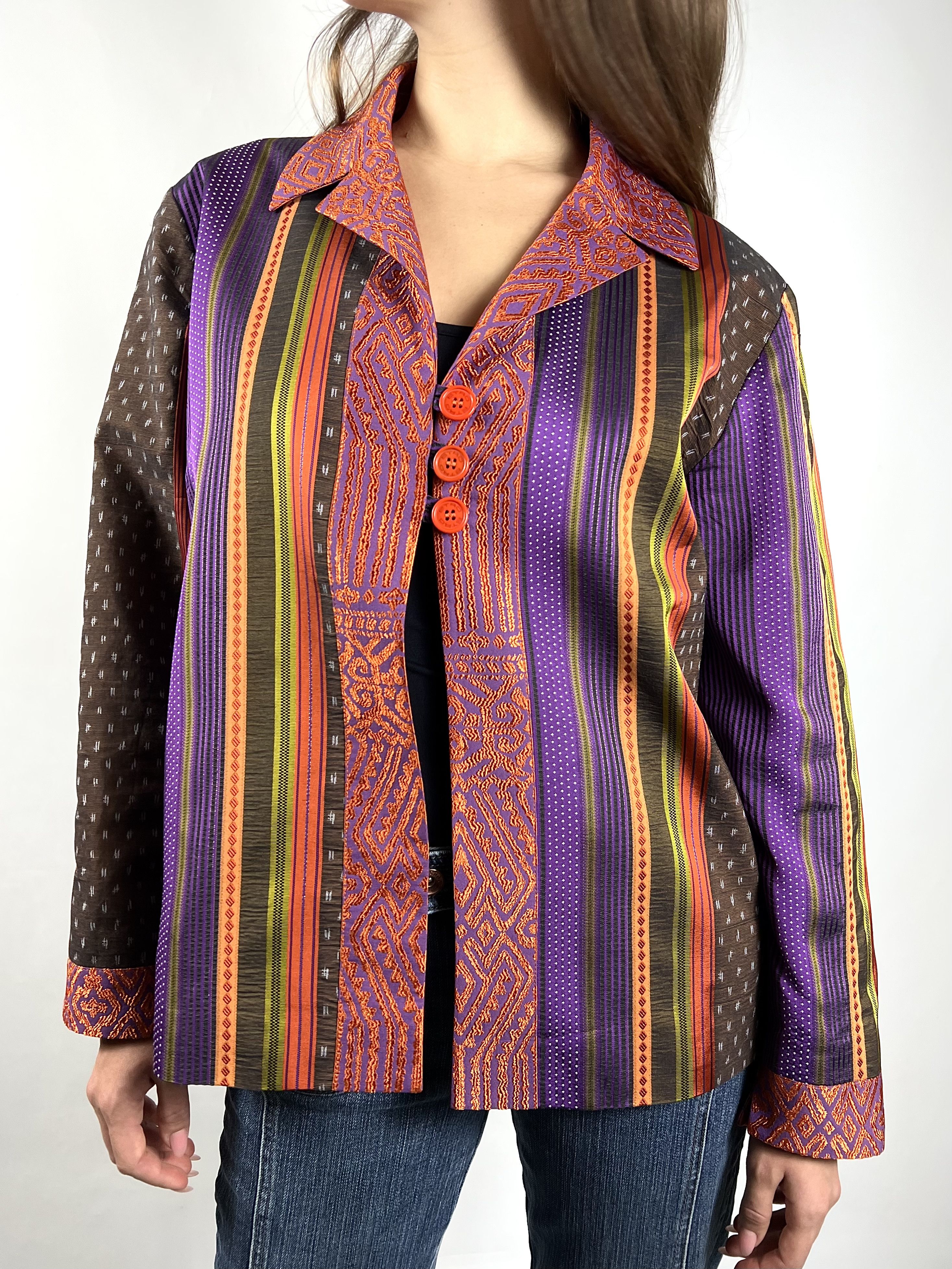 Etro Etro Striped Silk Multicolor Light Jacket Blazer Size M / US 6-8 / IT 42-44 - 1 Thumbnail