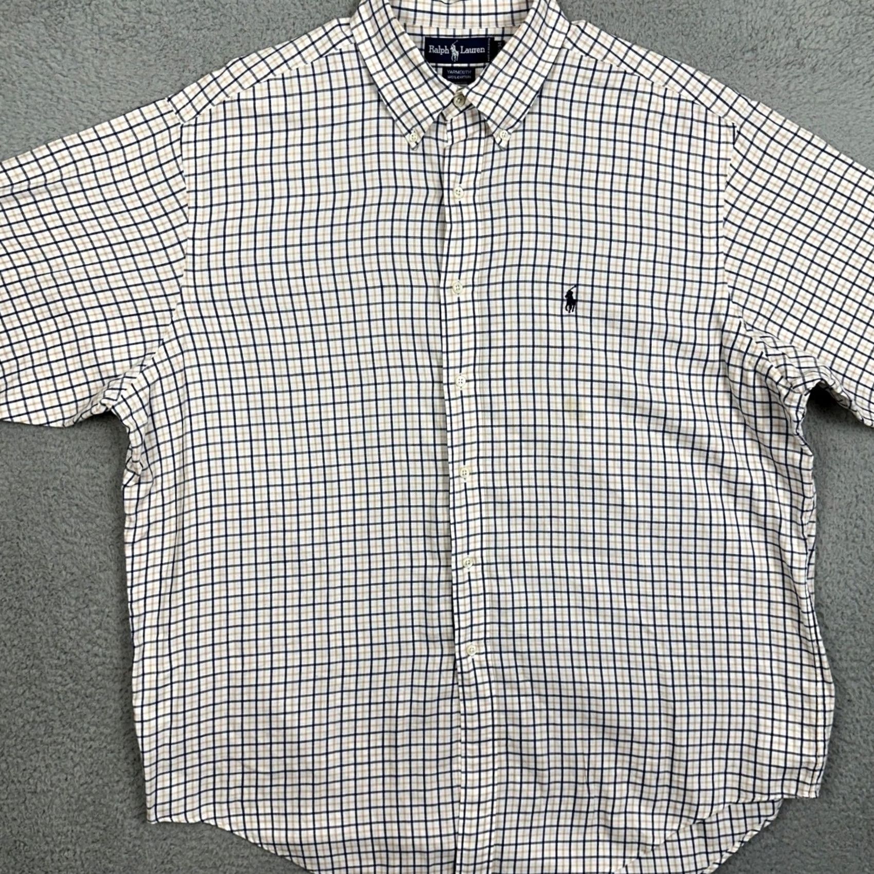 Ralph Lauren Ralph Lauren Yarmouth Button Down Shirt Mens Blue Tan Check Pony Dress 17.5-34 Size 48R - 2 Thumbnail