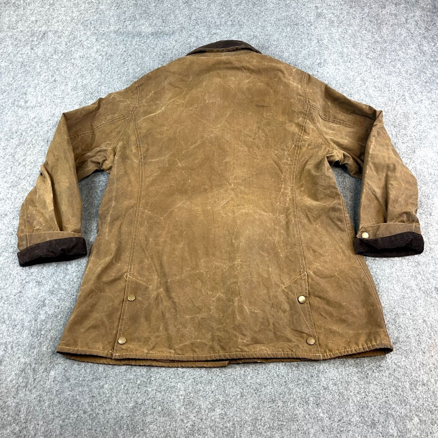 Barbour VTG Barbour L1905 Short Newmarket Wax Jacket UK 16 Tan Made in England Womens Size 38" / US 16 / IT 52 - 2 Thumbnail