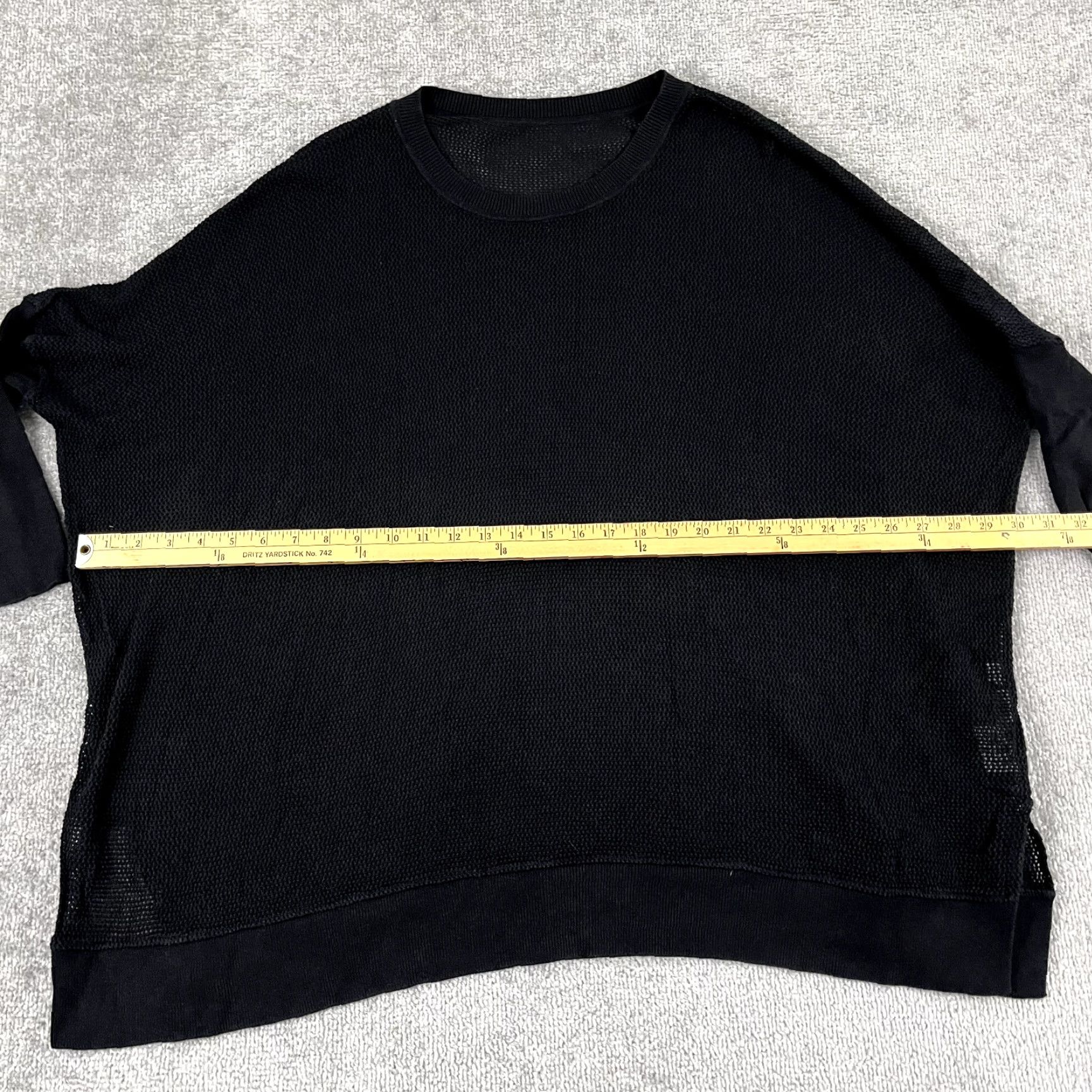 Vintage PLANET by LAUREN G Shirt Womens One Size Black Open Knit Oversized Dolman Sleeve Top Size ONE SIZE - 4 Thumbnail