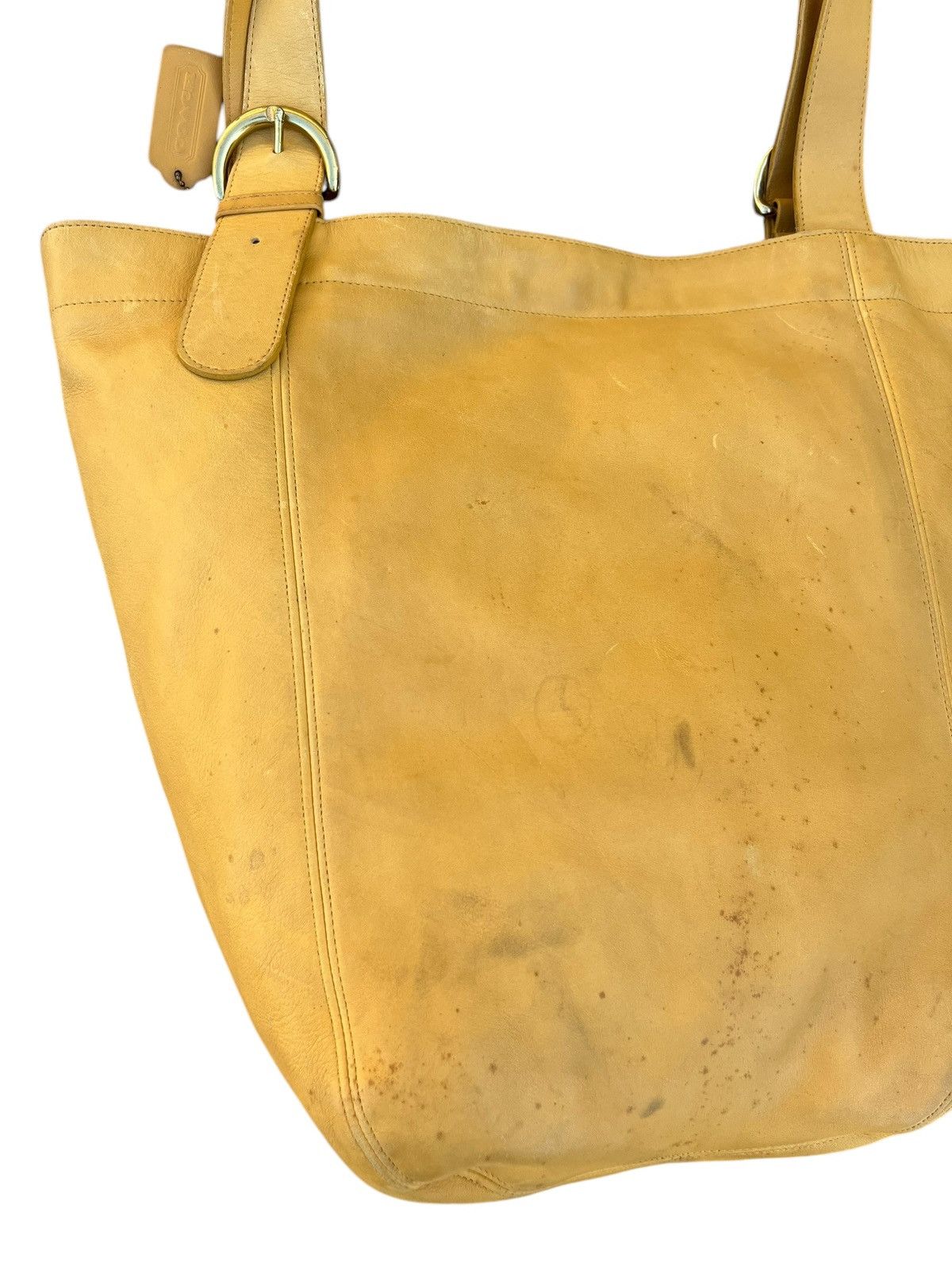 Leather Vintage 90s COACH Scratches Stains Patina Leather Tote Bag Size ONE SIZE - 7 Thumbnail