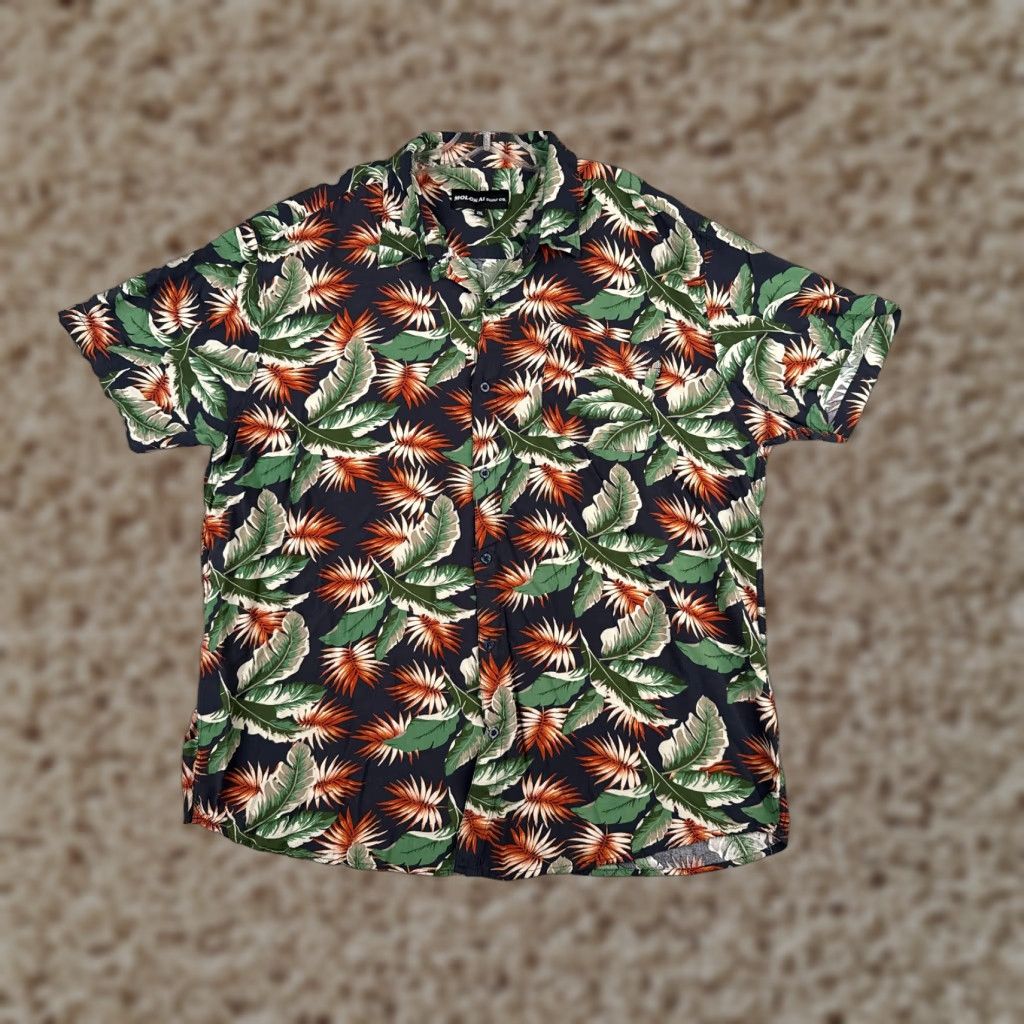 CO VINTAGE Molokai Surf Co Shirt Men 2XL Blue Floral Leaf 100% Rayon Hawaiian Button-Up Short Sleeve Mens Size US XXL / EU 58 / 5 - 1 Thumbnail