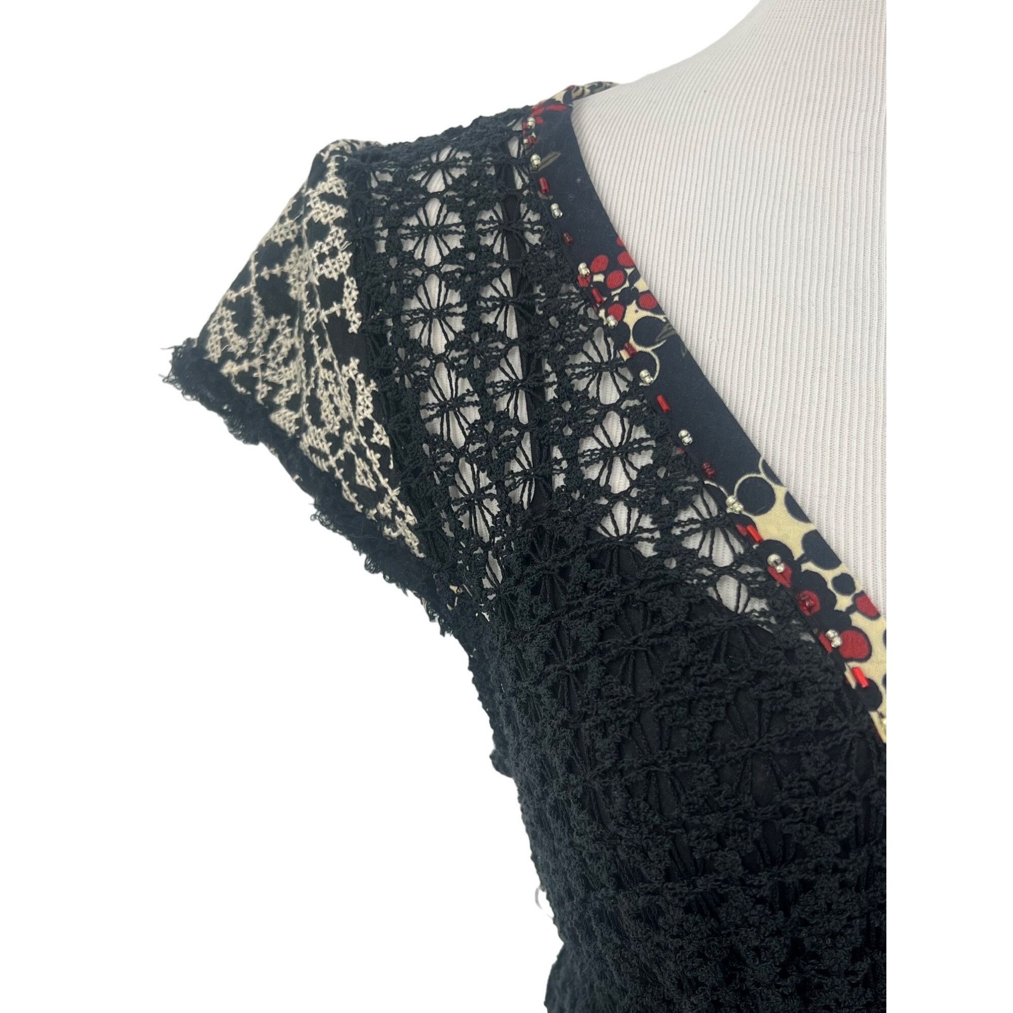 Free People VTG Free People Black Crochet Drop Waist Mini Dress| Whimsig Size M / US 6-8 / IT 42-44 - 3 Thumbnail