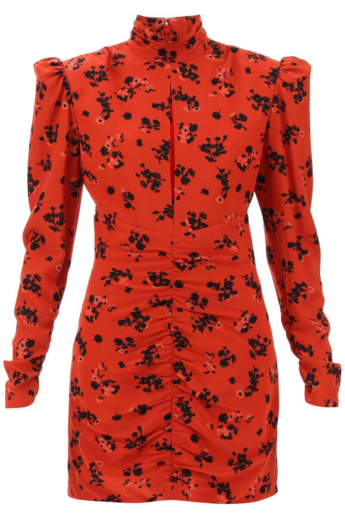 image of Alessandra Rich High-Neck Floral Mini Dress Size Eu 40 For Women in Rosso