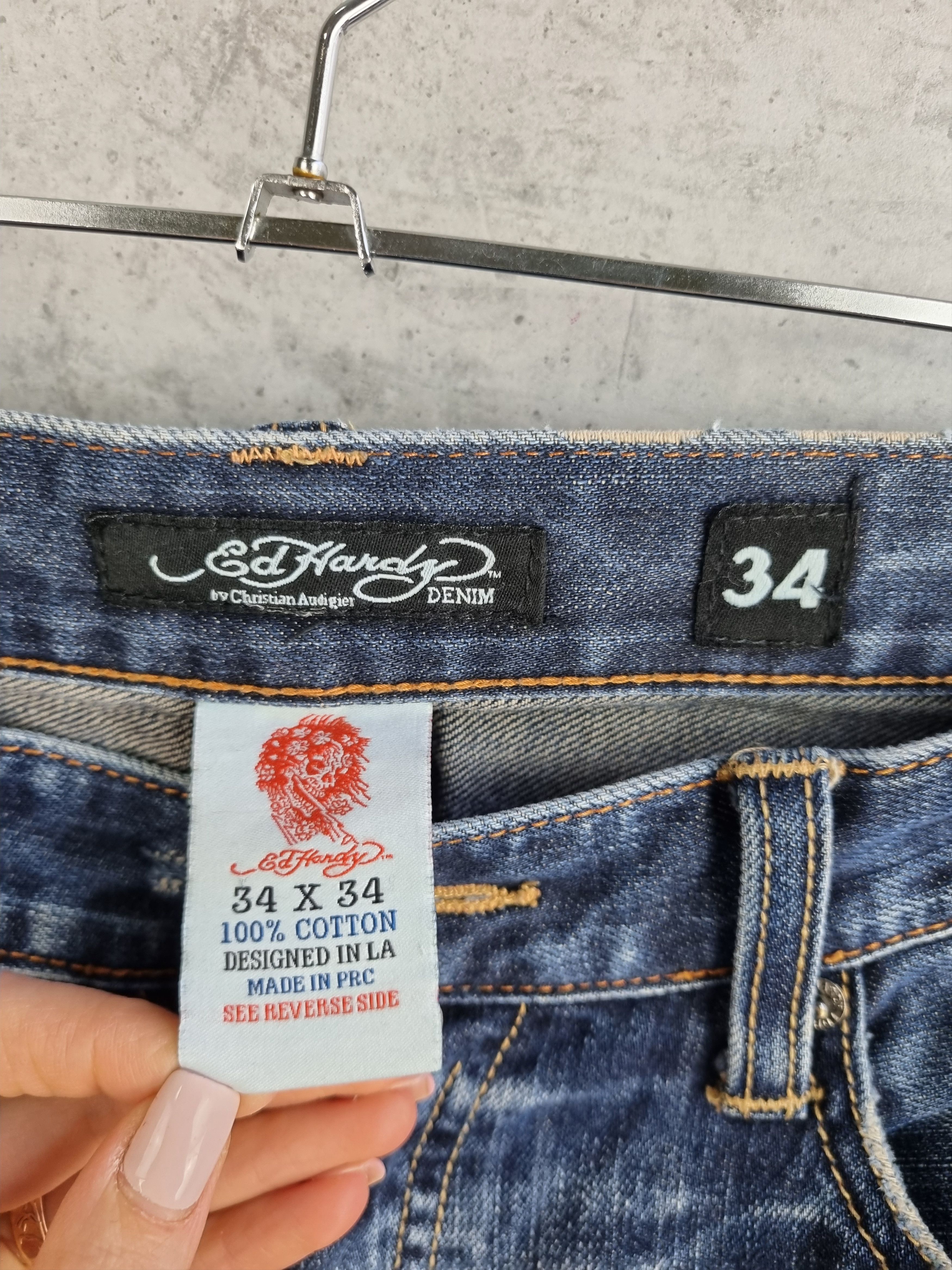 Christian Audigier Ed Hardy by Christian Audigier Embroidered Denim Jeans Size US 34 / EU 50 - 8 Thumbnail