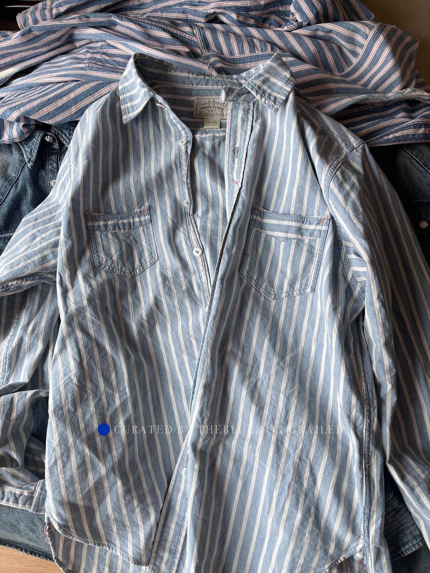 RRL Ralph Lauren Western Stripe Button-Up Shirt in Light Blue Size US S / EU 44-46 / 1 - 1 Thumbnail