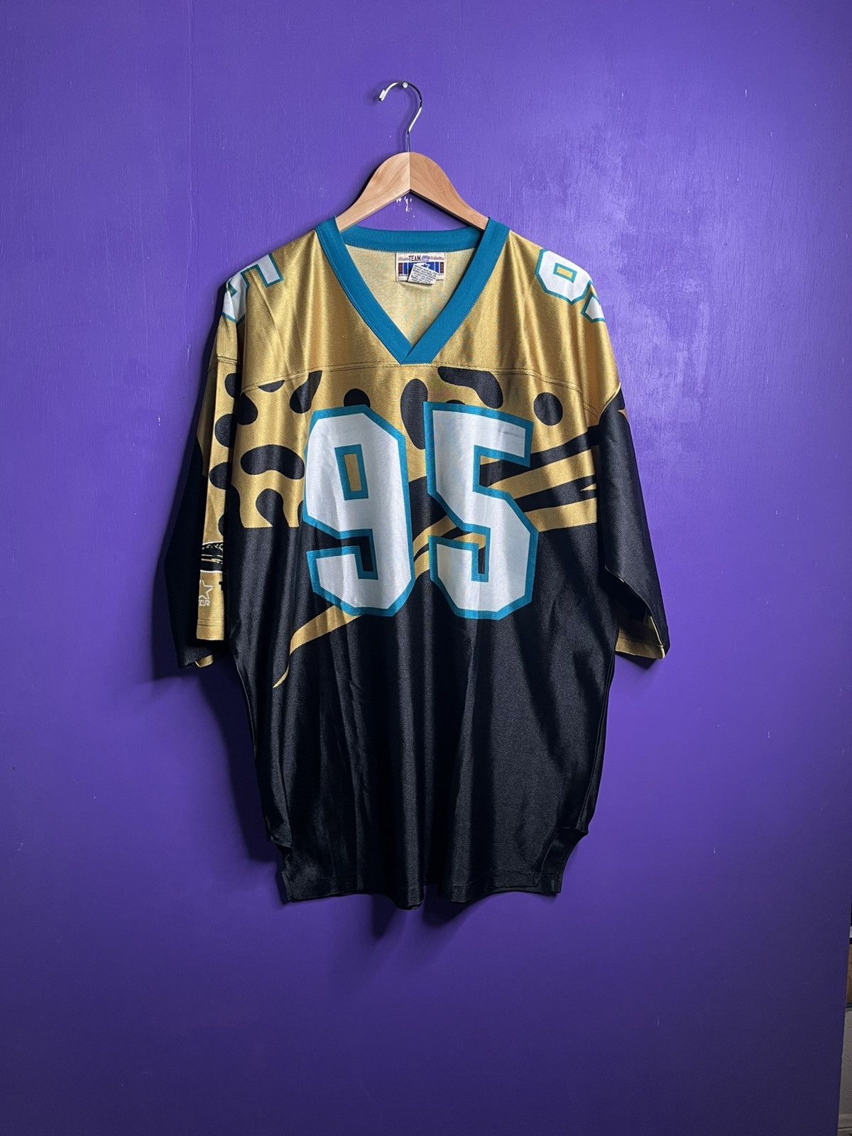NFL × Starter × Vintage Vintage 90s Starter Jacksonville jaguars animal print jersey Size US XL / EU 56 / 4 - 1 Thumbnail