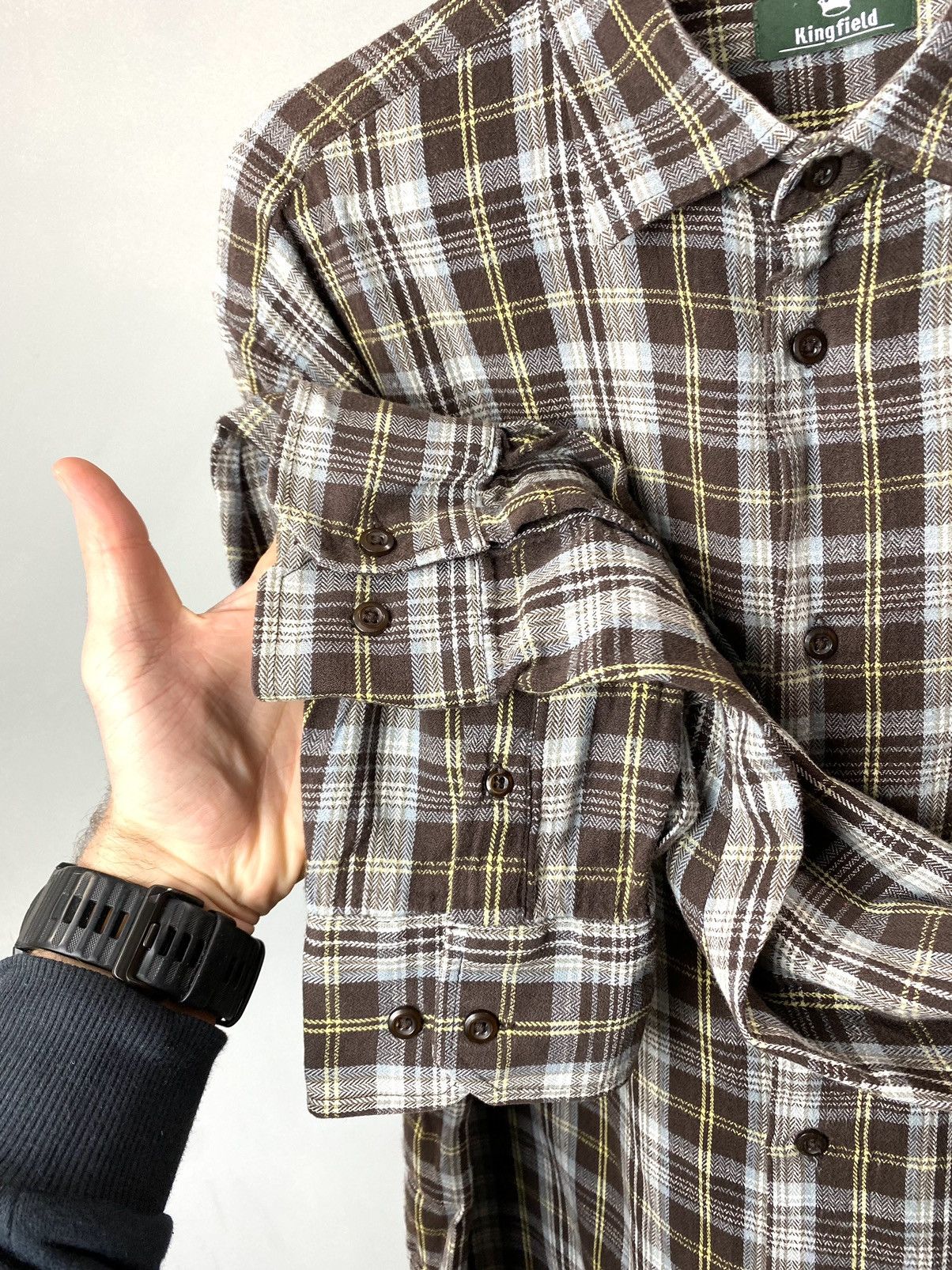Vintage 🕷 Vintage Brown Flannel Plaid Shirt Travis Scott Style Size US XL / EU 56 / 4 - 5 Thumbnail