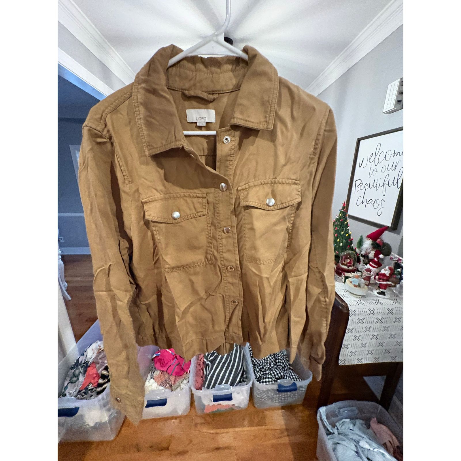 Loft LOFT Women’s Small Brown Utility Button Front Shirt Jacket Size S / US 4 / IT 40 - 2 Thumbnail