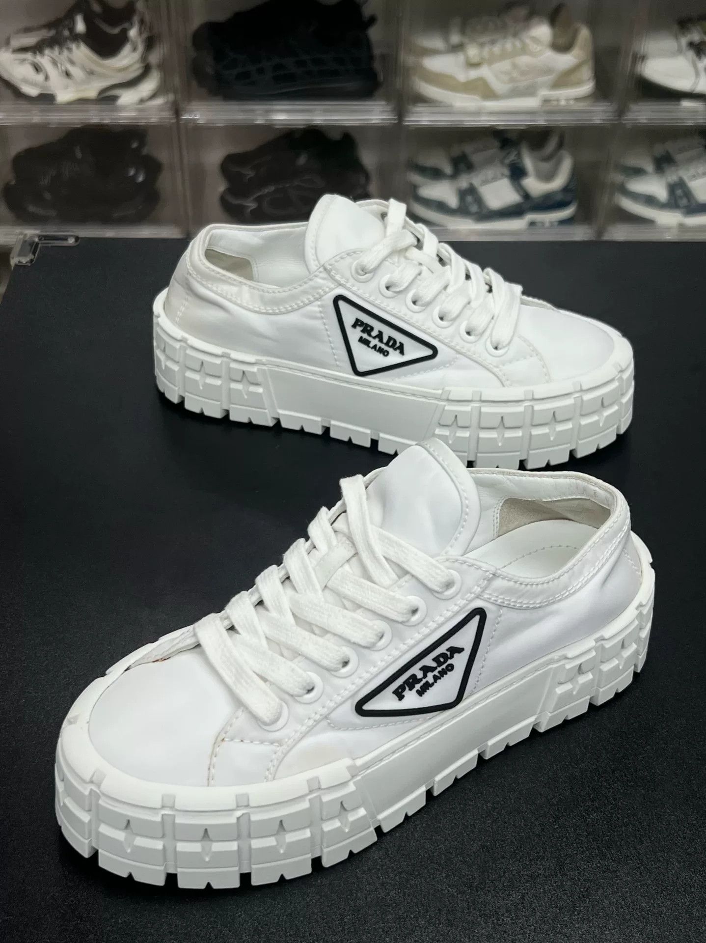 Prada Prada Nylon White Lowtop Sneakers us_7 Women Size US 7 / IT 37 - 1 Thumbnail