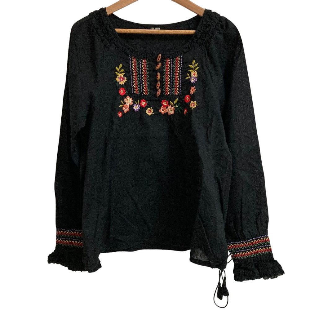 Other Other PINK HOUSE flower embroidery tiered frill blouse Textile Tops DUTY FREE for USA Size ONE SIZE - 1 Thumbnail