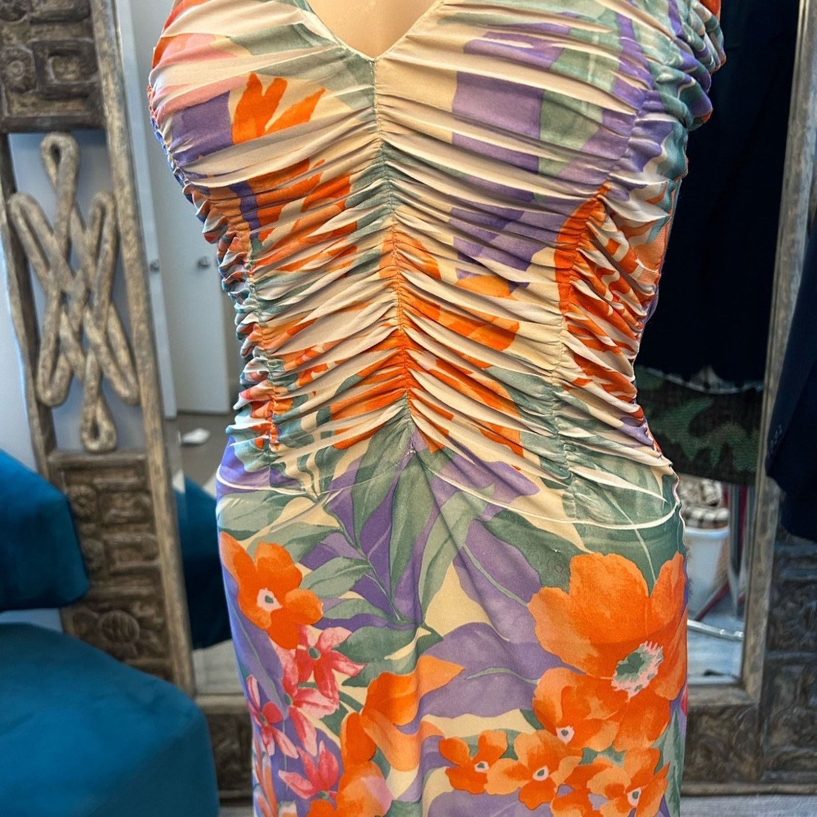 & Other Stories Women’s medium halter Tango dress in purple orange jersey Size M / US 6-8 / IT 42-44 - 3 Thumbnail