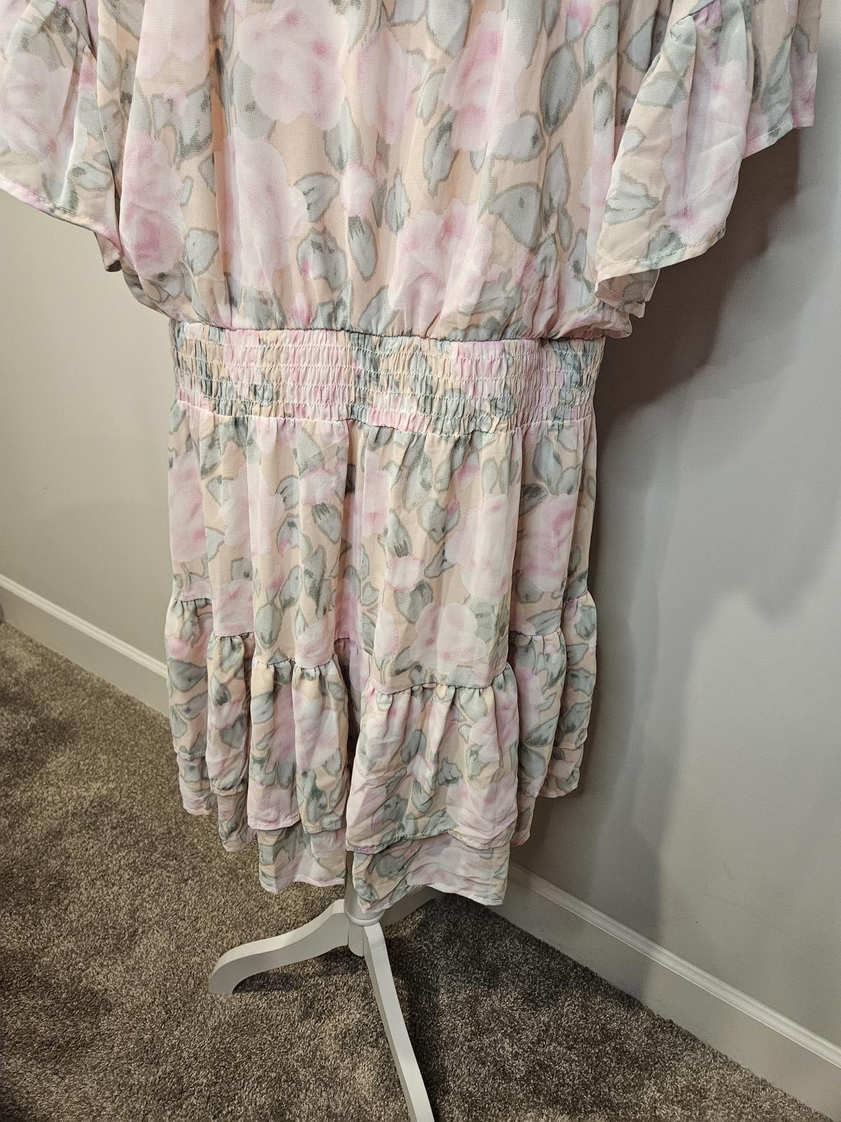 Designer Chicsoul "Lets Go Out Tonight Dress" In Blush Floral #447 Size XXL / US 16-18 / IT 52-54 - 4 Thumbnail