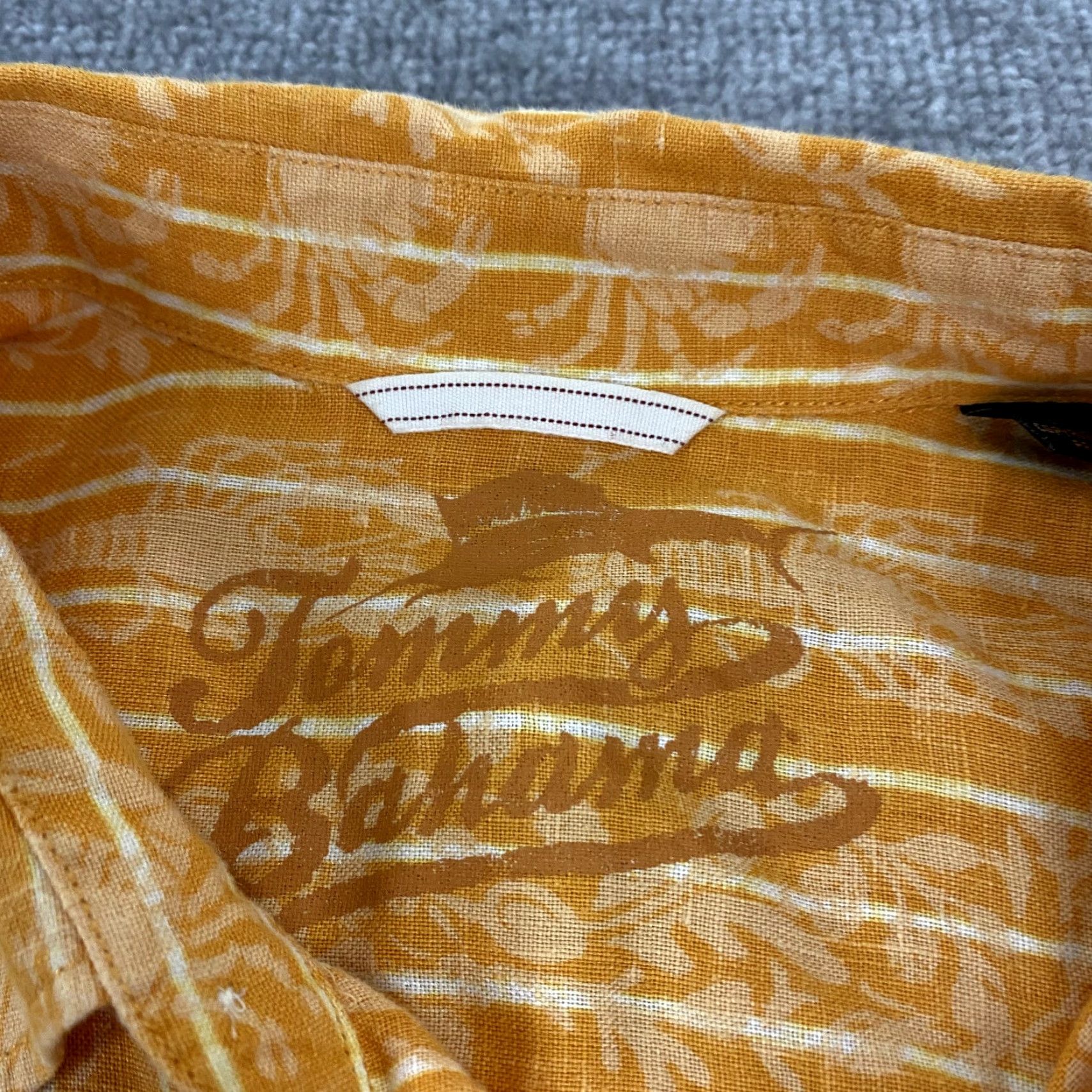 Tommy Bahama TOMMY BAHAMA Shirt Mens Large Orange Floral Crab Lobster Hawaiian Resort Linen Button-Up Size US L / EU 52-54 / 3 - 4 Thumbnail