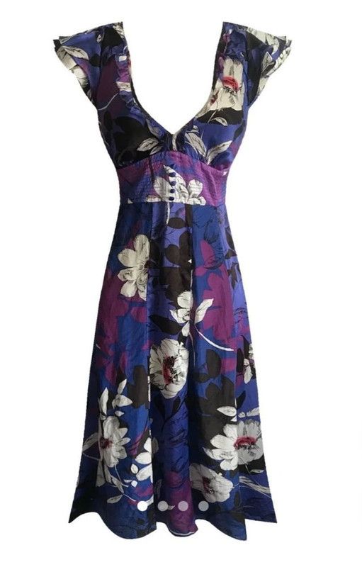 Vintage Monsoon silk dress UK 18 EU 46 Size XL / US 12-14 / IT 48-50 - 6 Thumbnail