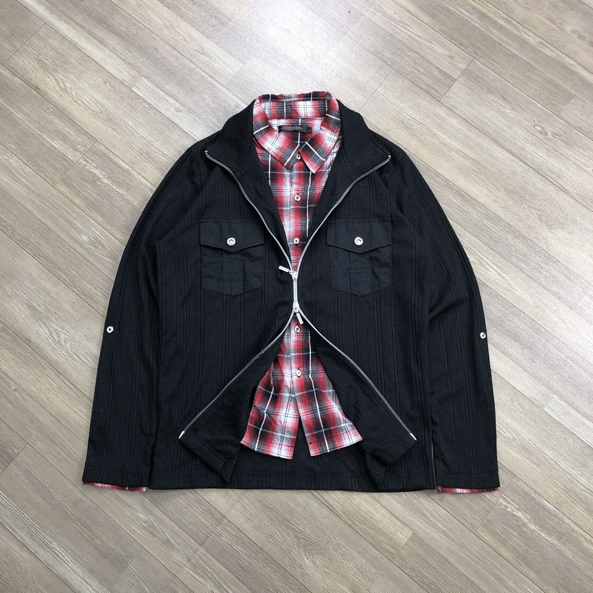 If Six Was Nine 2000s Gilevan Double Layer Lgb Goa Grunge Shirt Jacket Y2K Size US M / EU 48-50 / 2 - 1 Thumbnail
