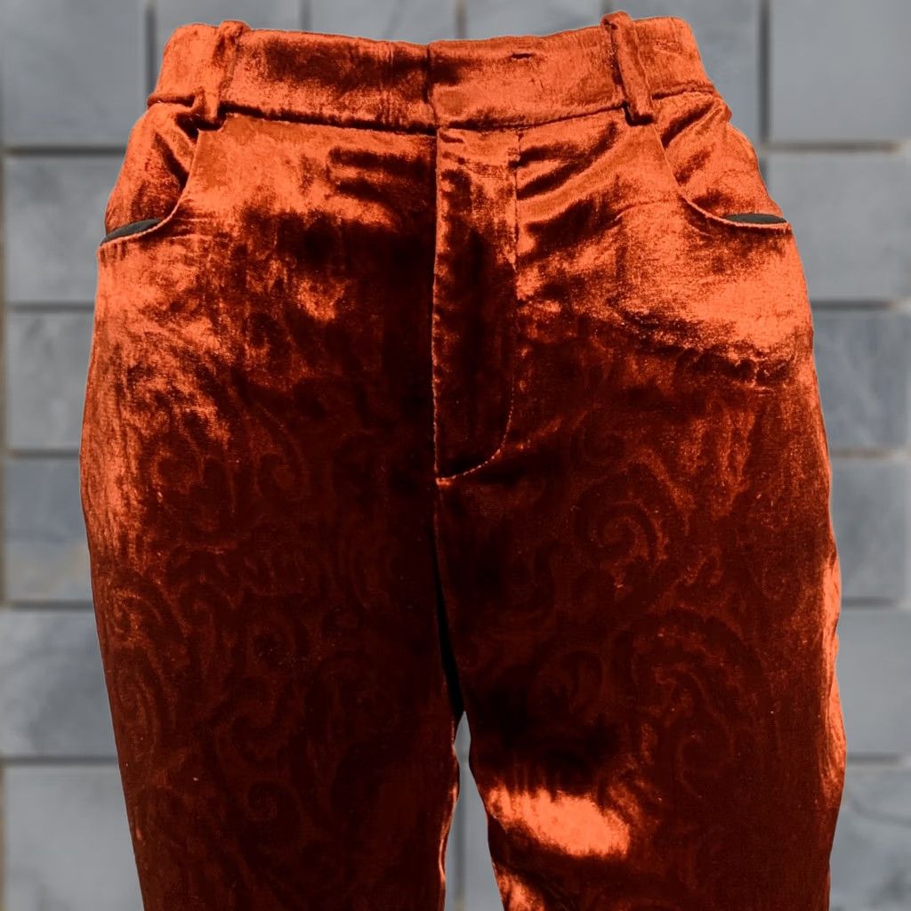 Yves Saint Laurent SAINT LAURENT Size 4 Burgundy Viscose Blend Velvet Dress Pants Size 27" / US 4 / IT 40 - 1 Thumbnail