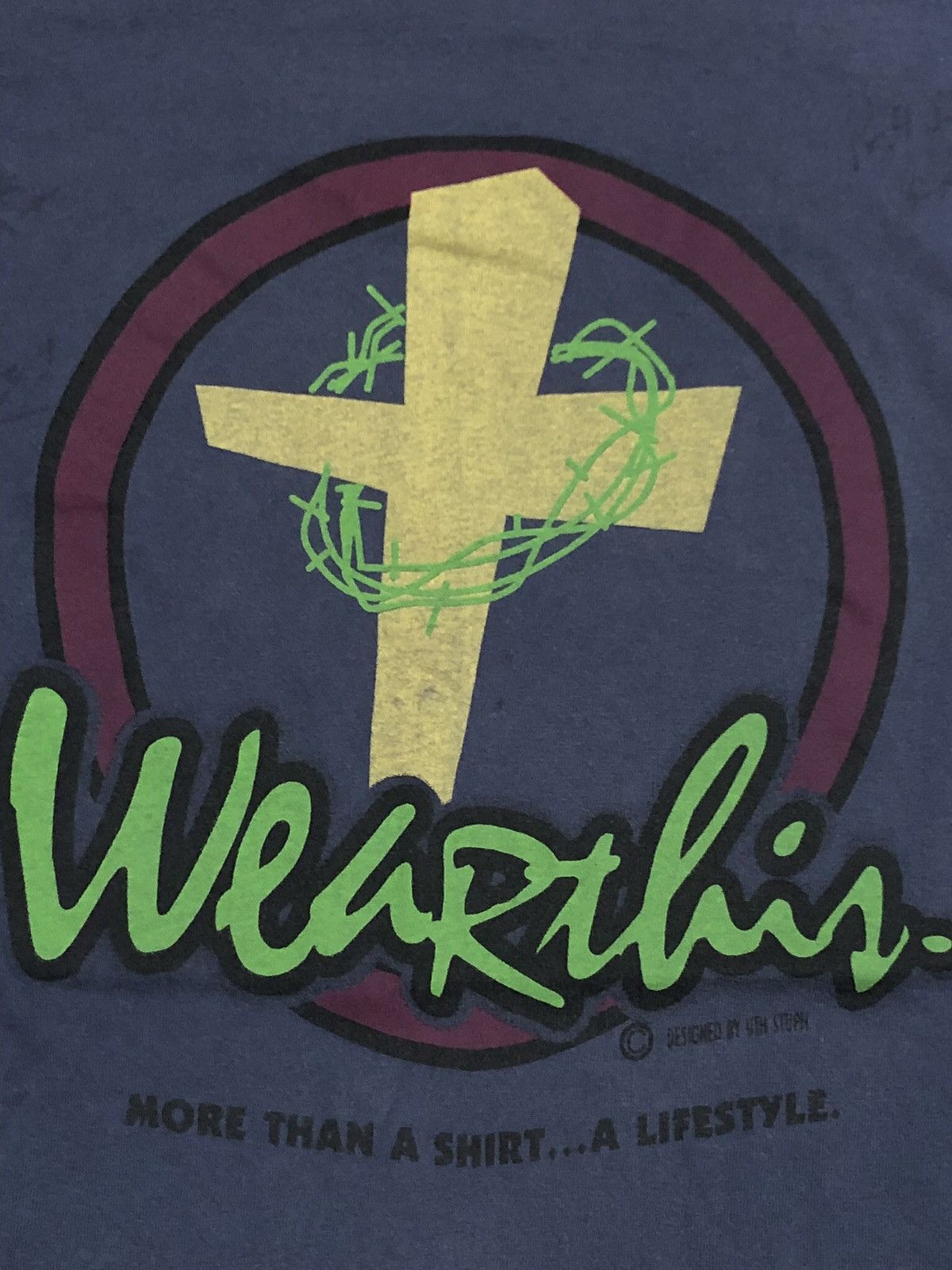 Fruit Of The Loom × Vintage 90s Wearthis Christian Jesus Tee Size US L / EU 52-54 / 3 - 3 Thumbnail