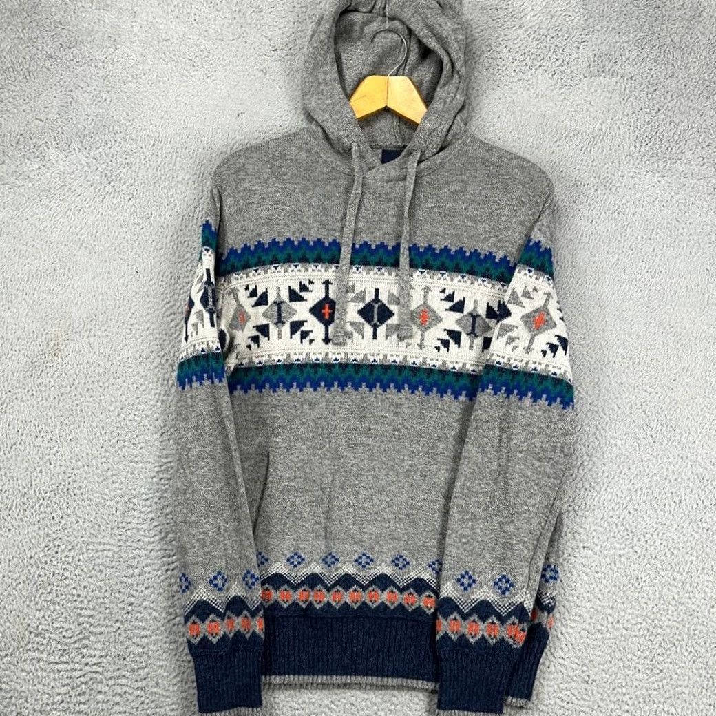 Vintage American Eagle Hoodie Sweater Mens Medium Gray Wool Blend Aztec Southwestern Knitted Pullover Hooded Knit Pattern Aztec Shirt Sweatshirt Courtroom? Size US M / EU 48-50 / 2 - 4 Thumbnail