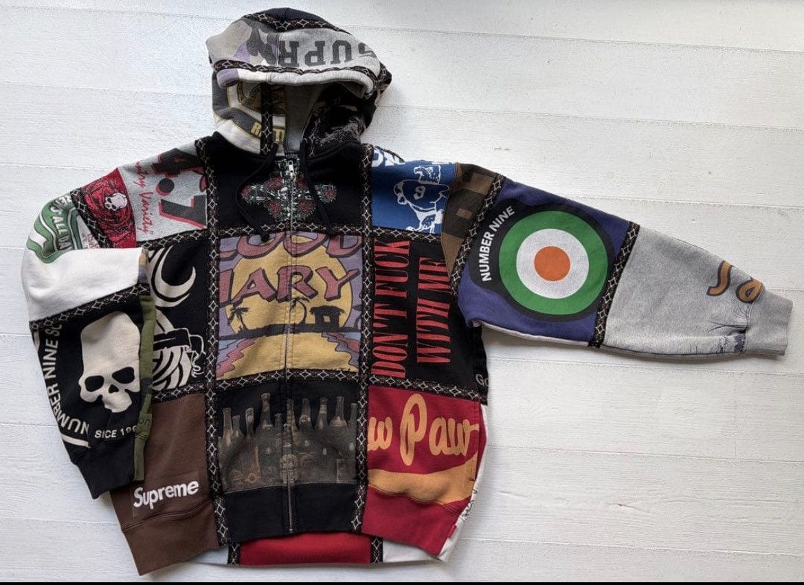 Supreme x Number (N)ine Patchwork zip up sweat