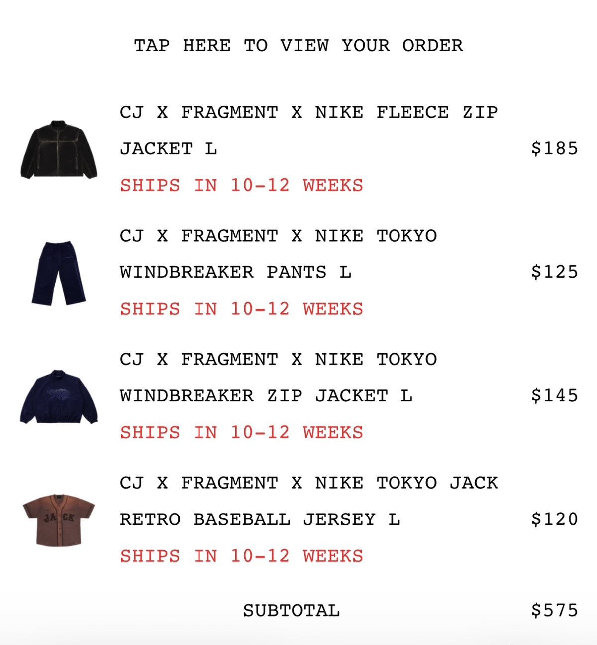 Fragment Design × Jordan Brand × Travis Scott CJ X FRAGMENT X NIKE FLEECE ZIP Size US L / EU 52-54 / 3 - 8 Thumbnail