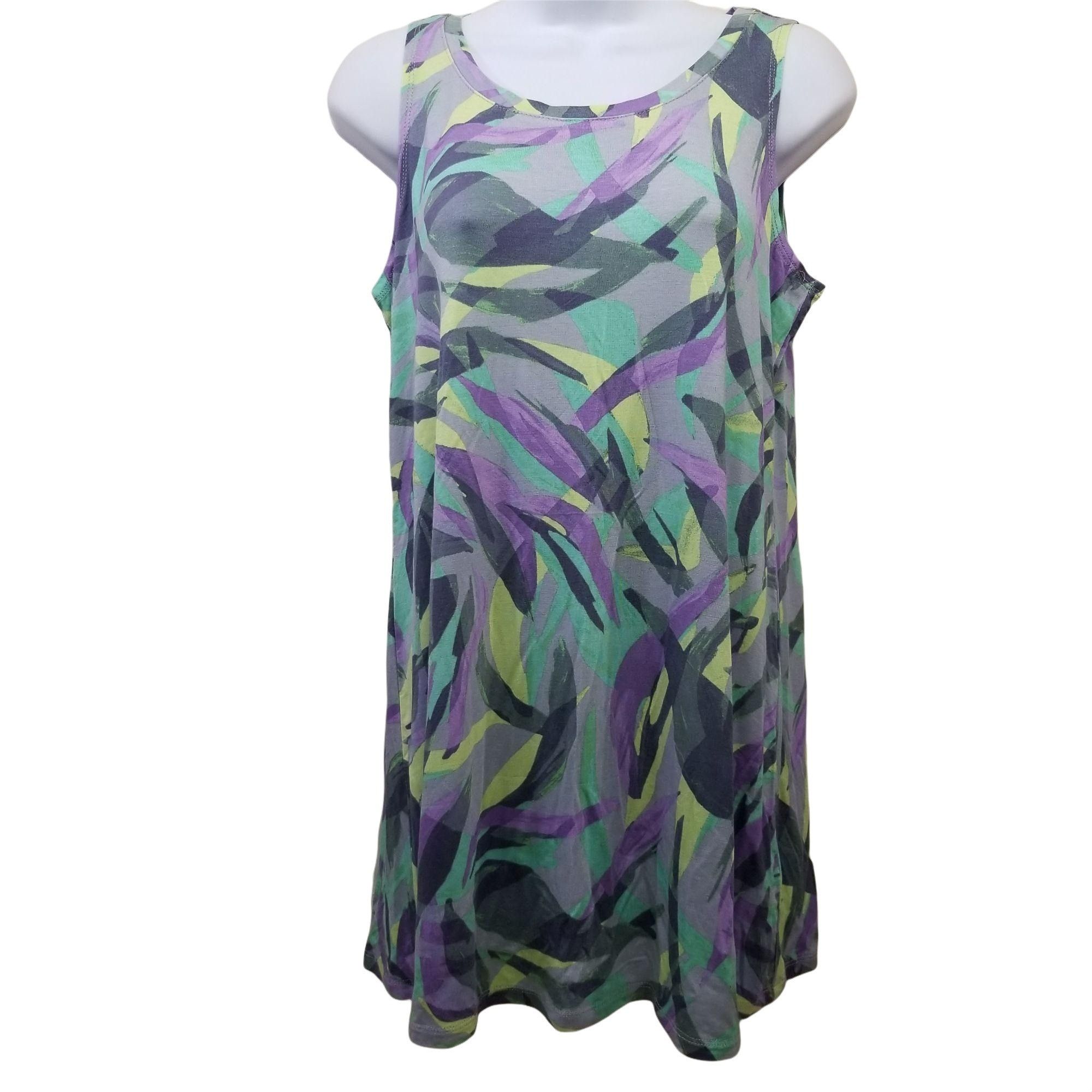 Other LOGO S Sleeveless Top Purple Green Camo Tank Long Tunic Stre Size S / US 4 / IT 40 - 1 Thumbnail